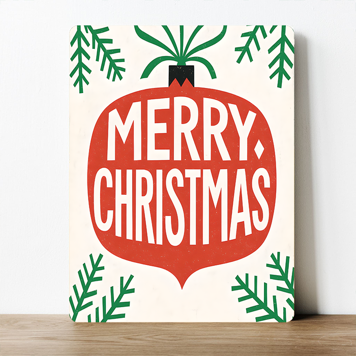 Merry Christmas Metal Sign – Retro Ornament Xmas Retro: 6x8inch