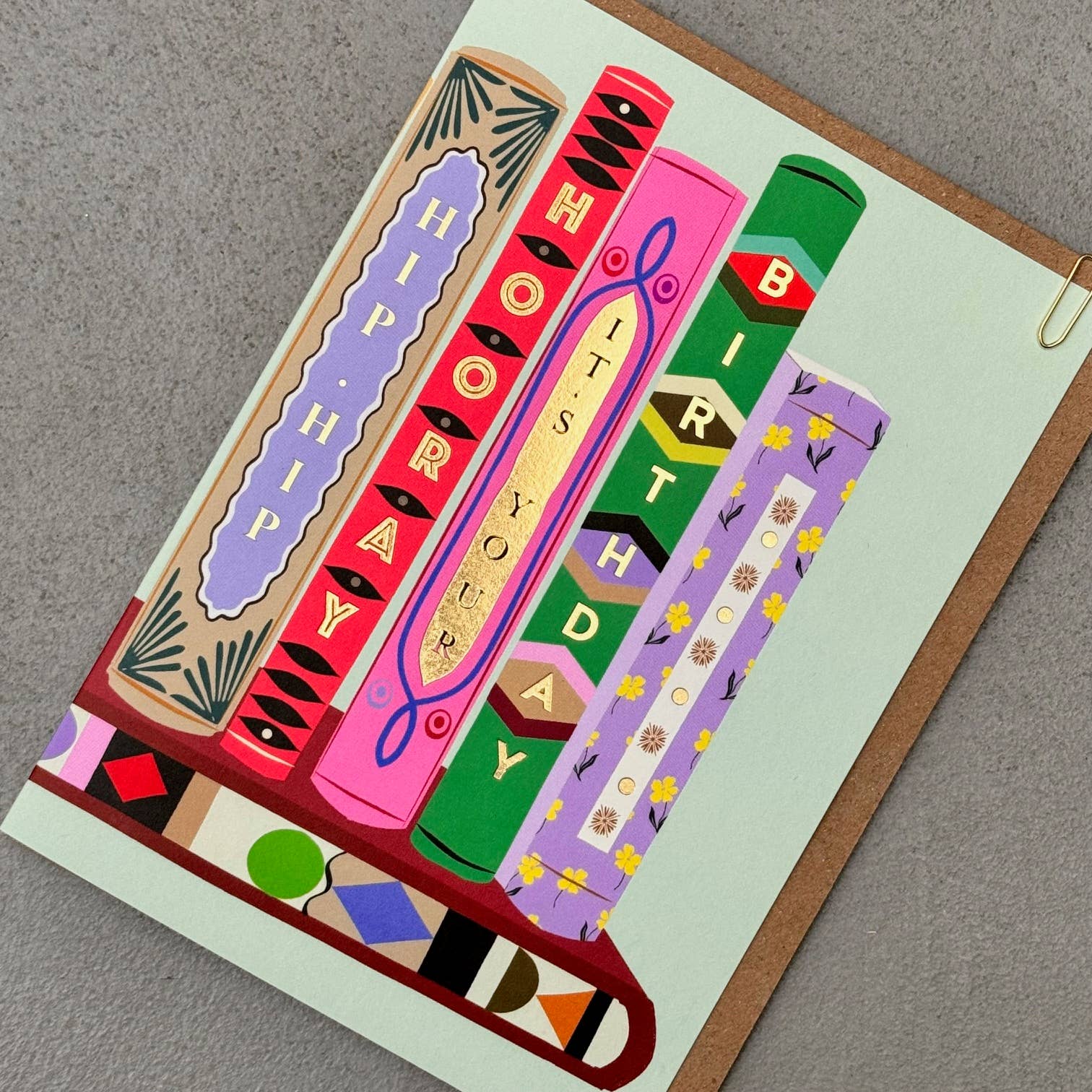 Decorative Book Library Foiled Birthday Greeting Card