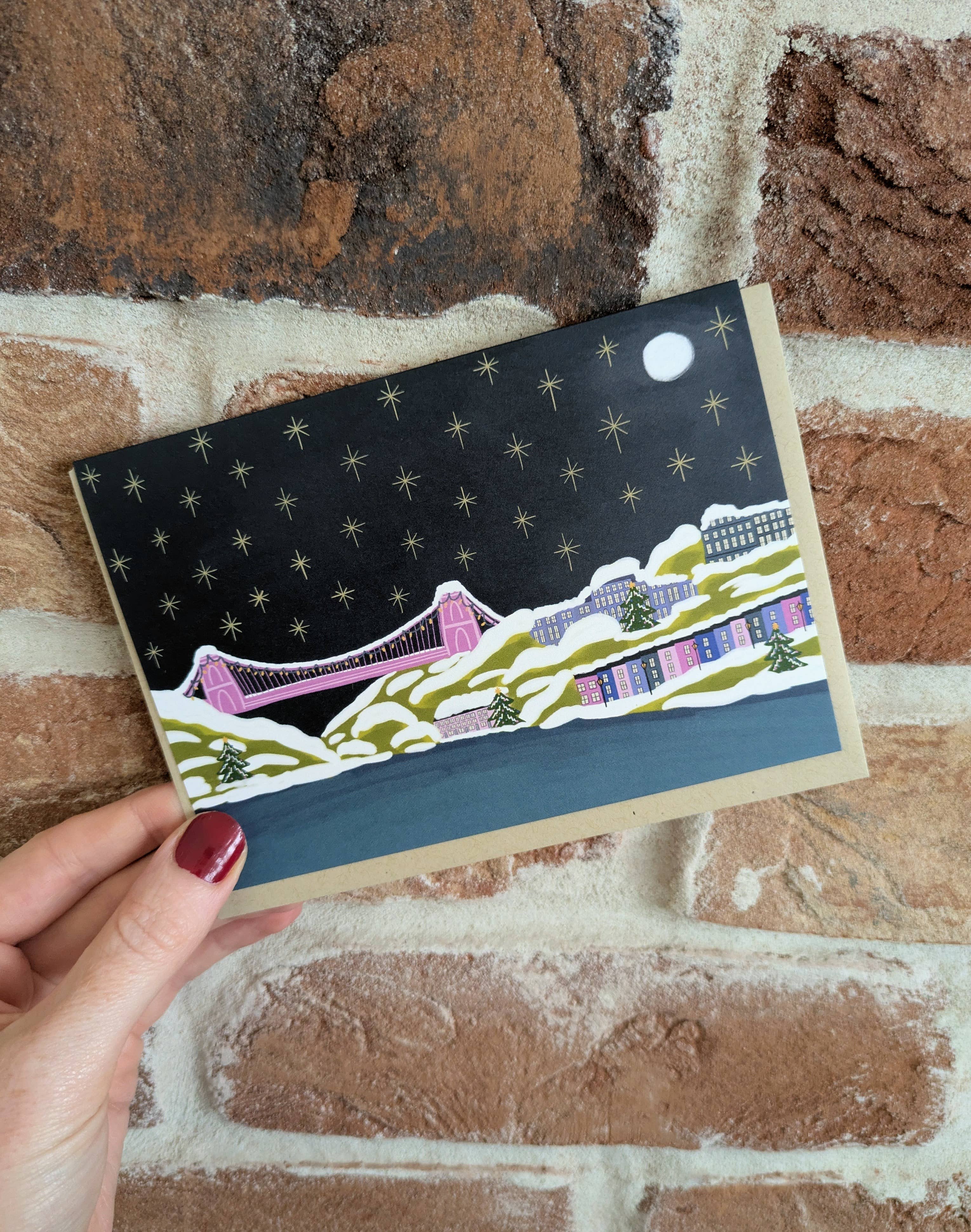 Bristol Clifton Suspension Bridge Christmas card: Biodegradable cello bag