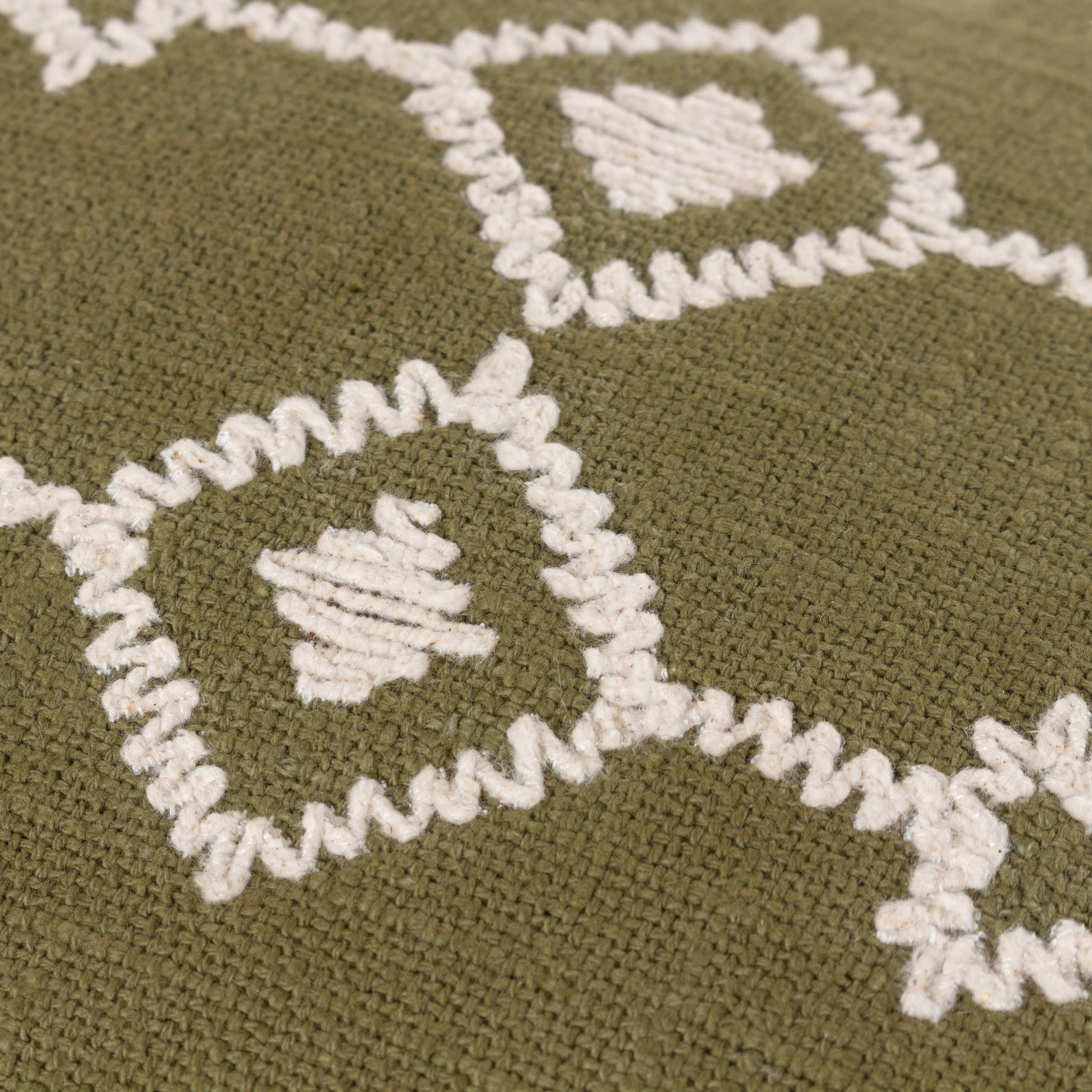 close up of geopmetric embroidery