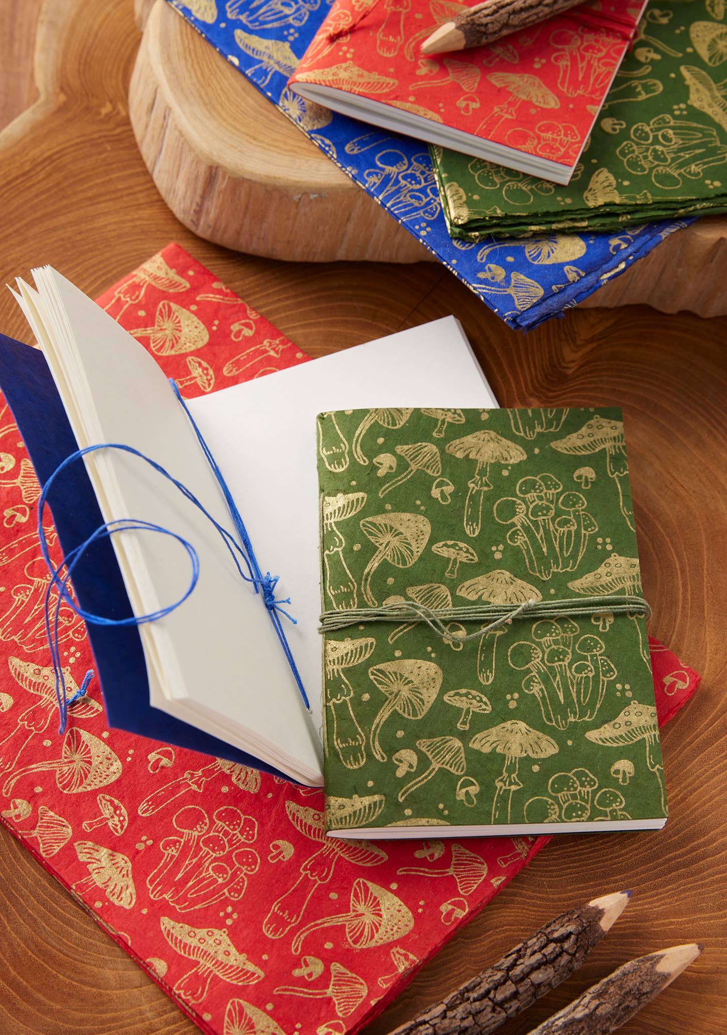 Mushroom Print Lokta Paper Notebook A6