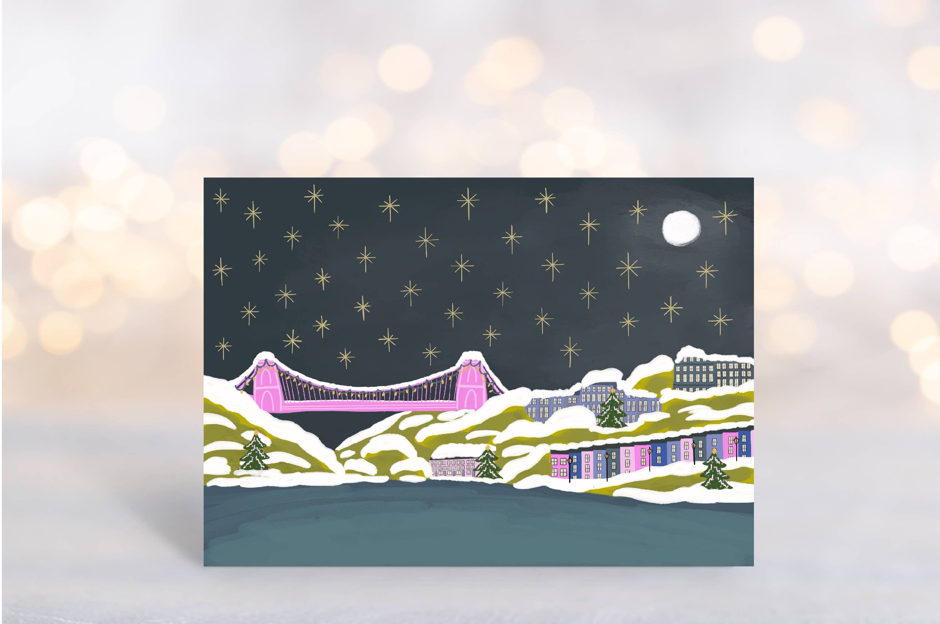 Bristol Clifton Suspension Bridge Christmas card: Biodegradable cello bag