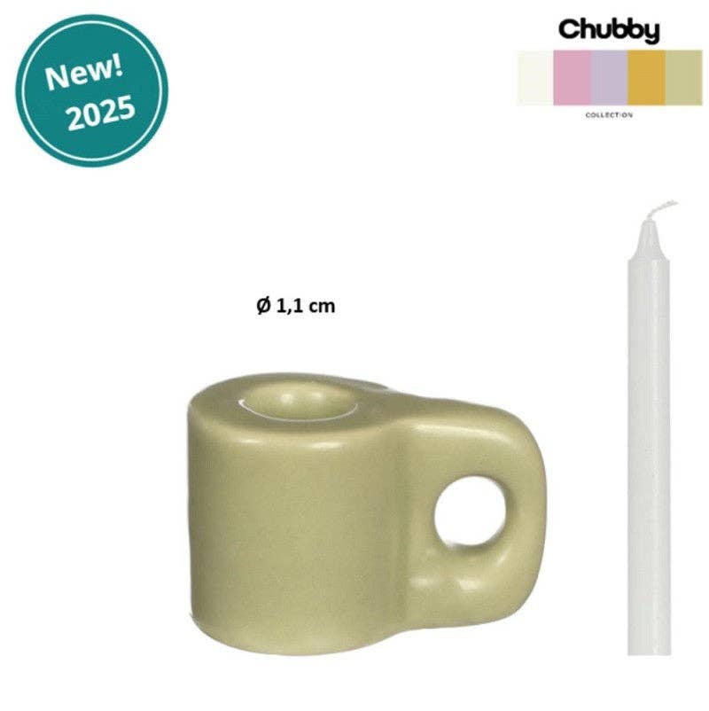 Jade Green Chubby Dinner Candle Holder