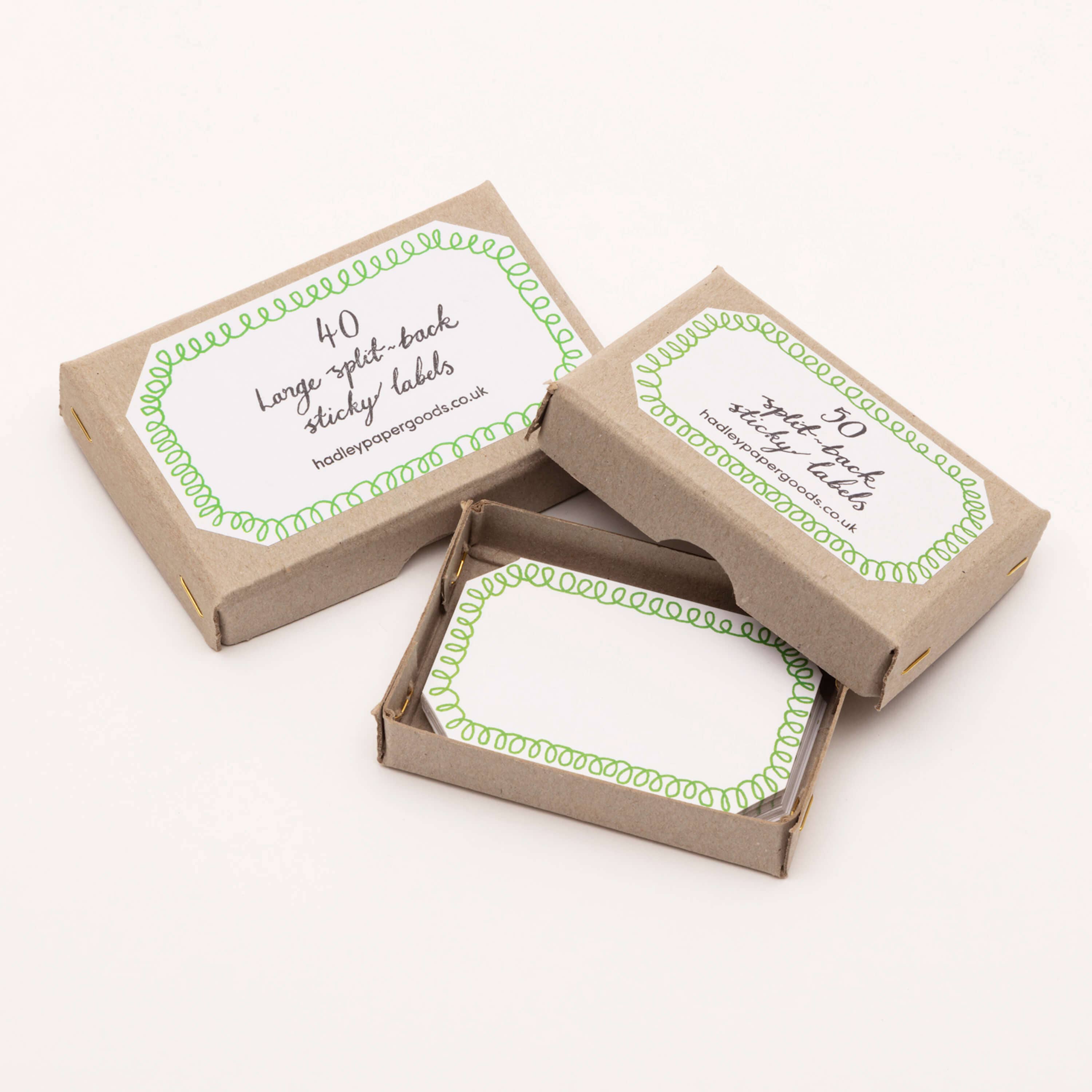 Box of sticky labels with a white background