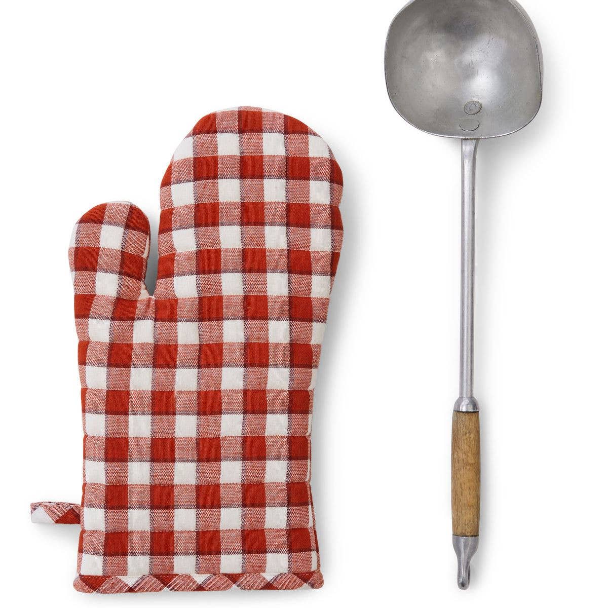 red gingham oven glove