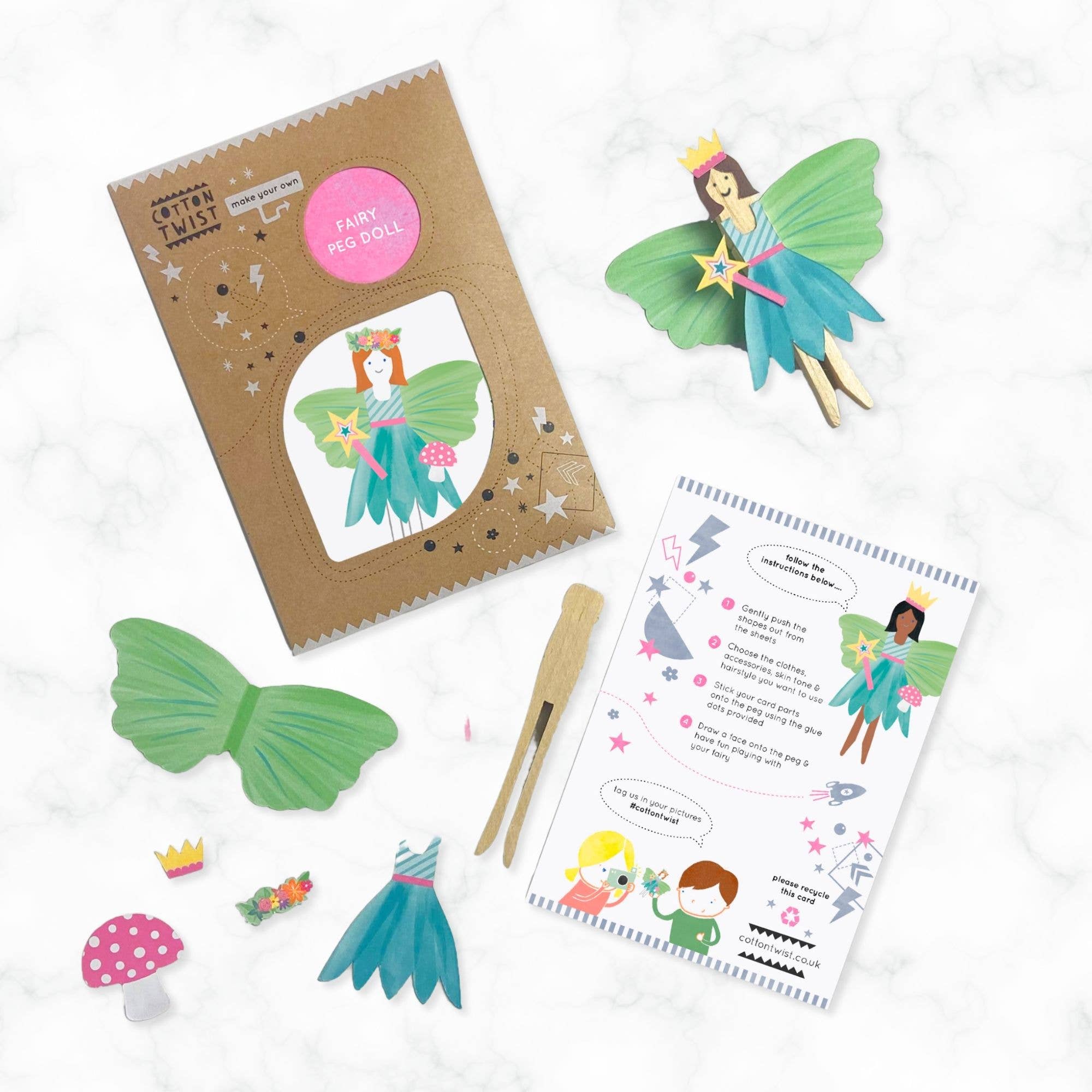 Fairy-themed craft  set with stickers and craft items on a white background
