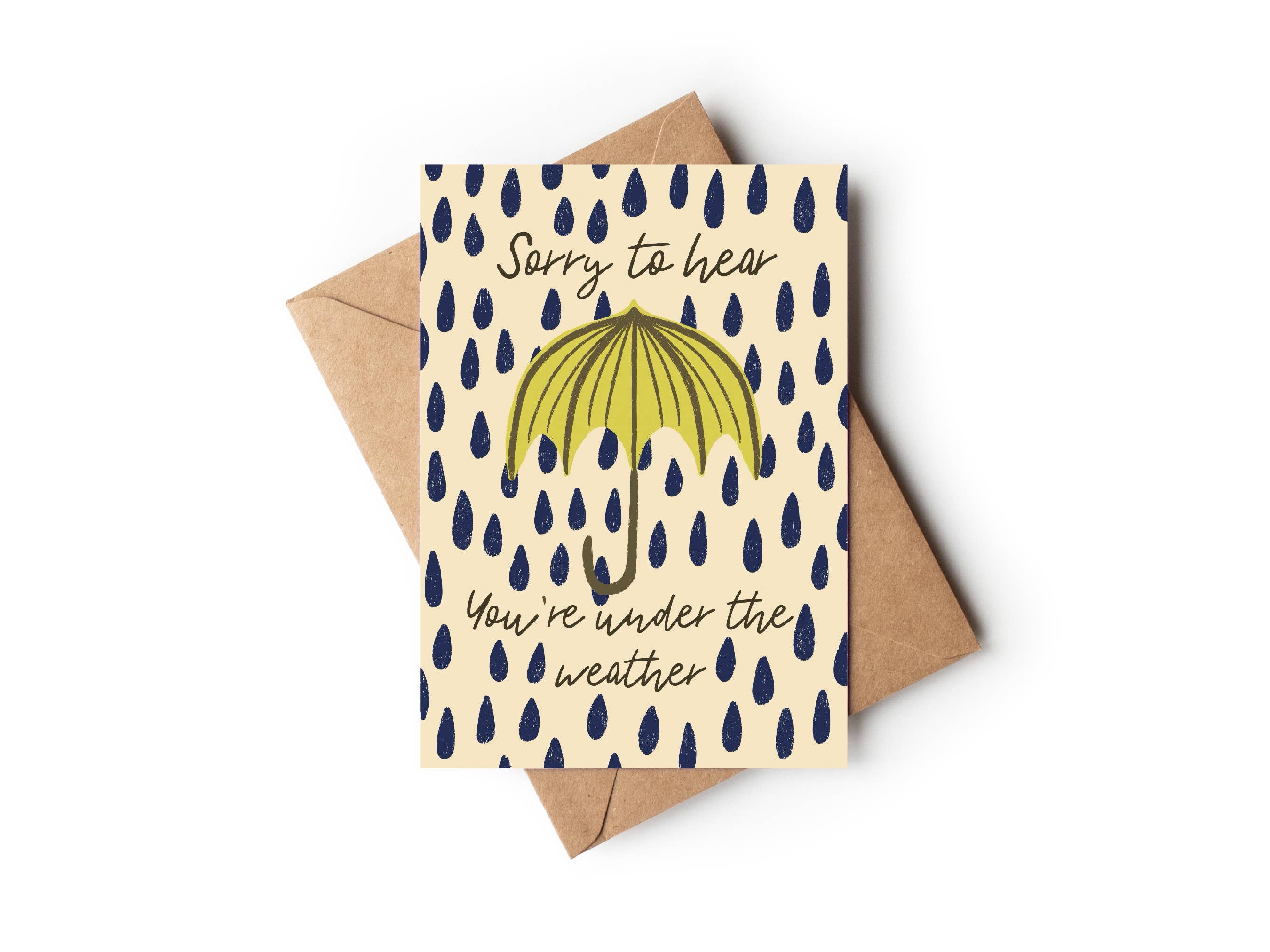 Under the Weather Umbrella Get Well Soon Card: Biodegradable cello bag