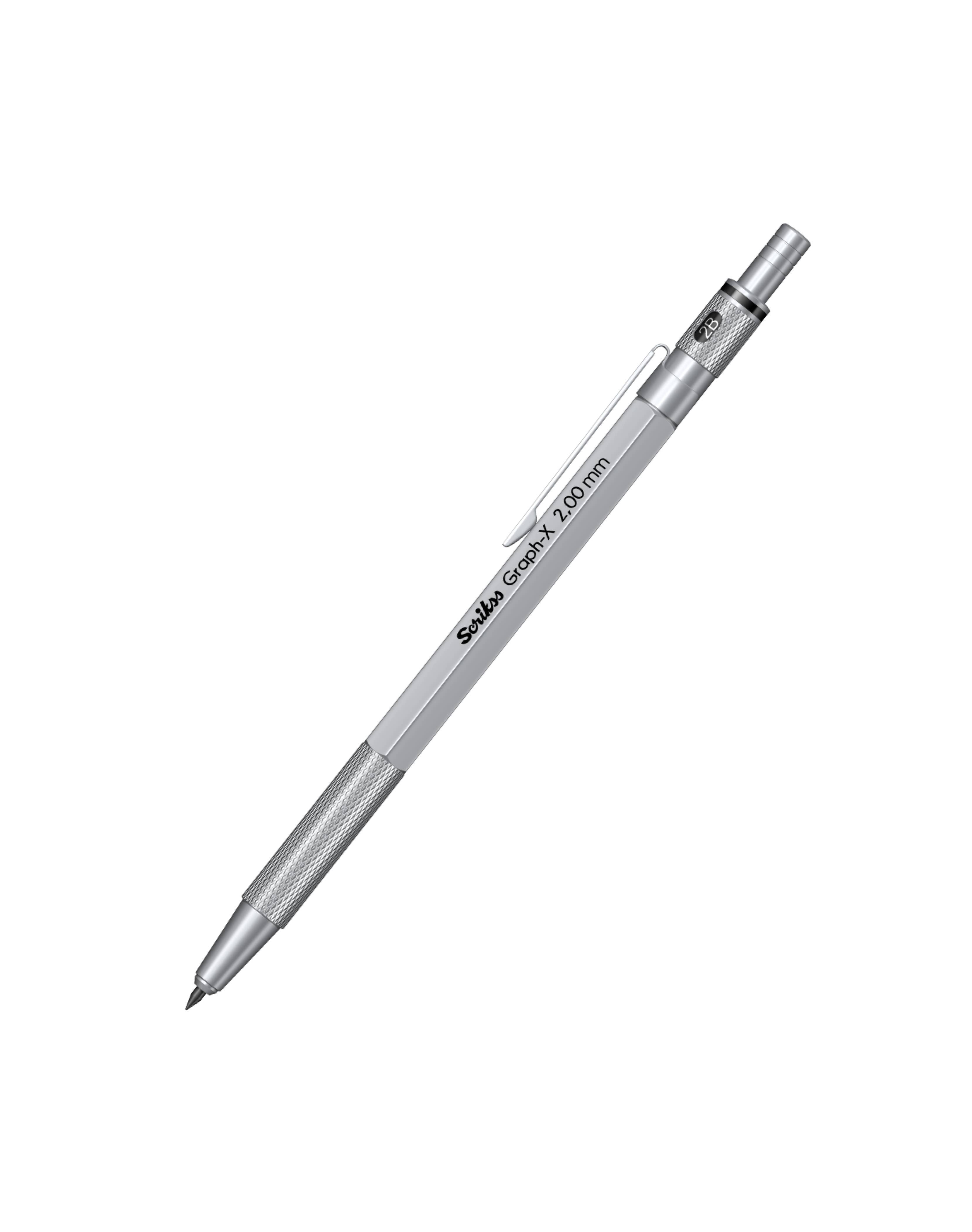 Silver mechanical pencil on a white background