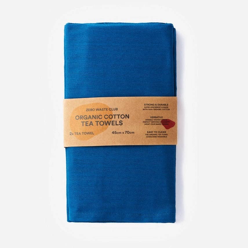 Organic Cotton Herringbone Weave Tea Towels – Pack of 2: Sage Green
