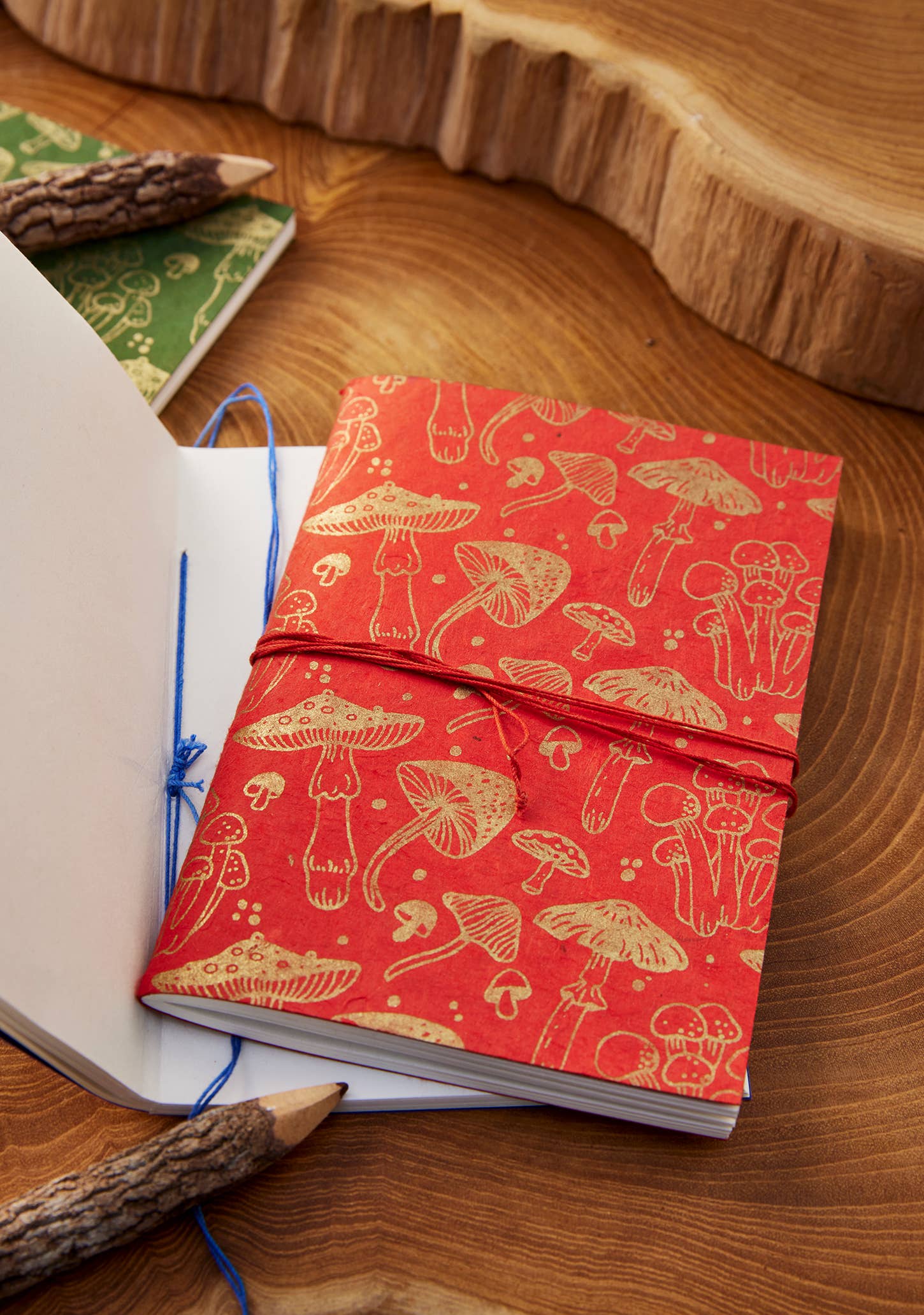 Mushroom Print Lokta Paper Notebook A6