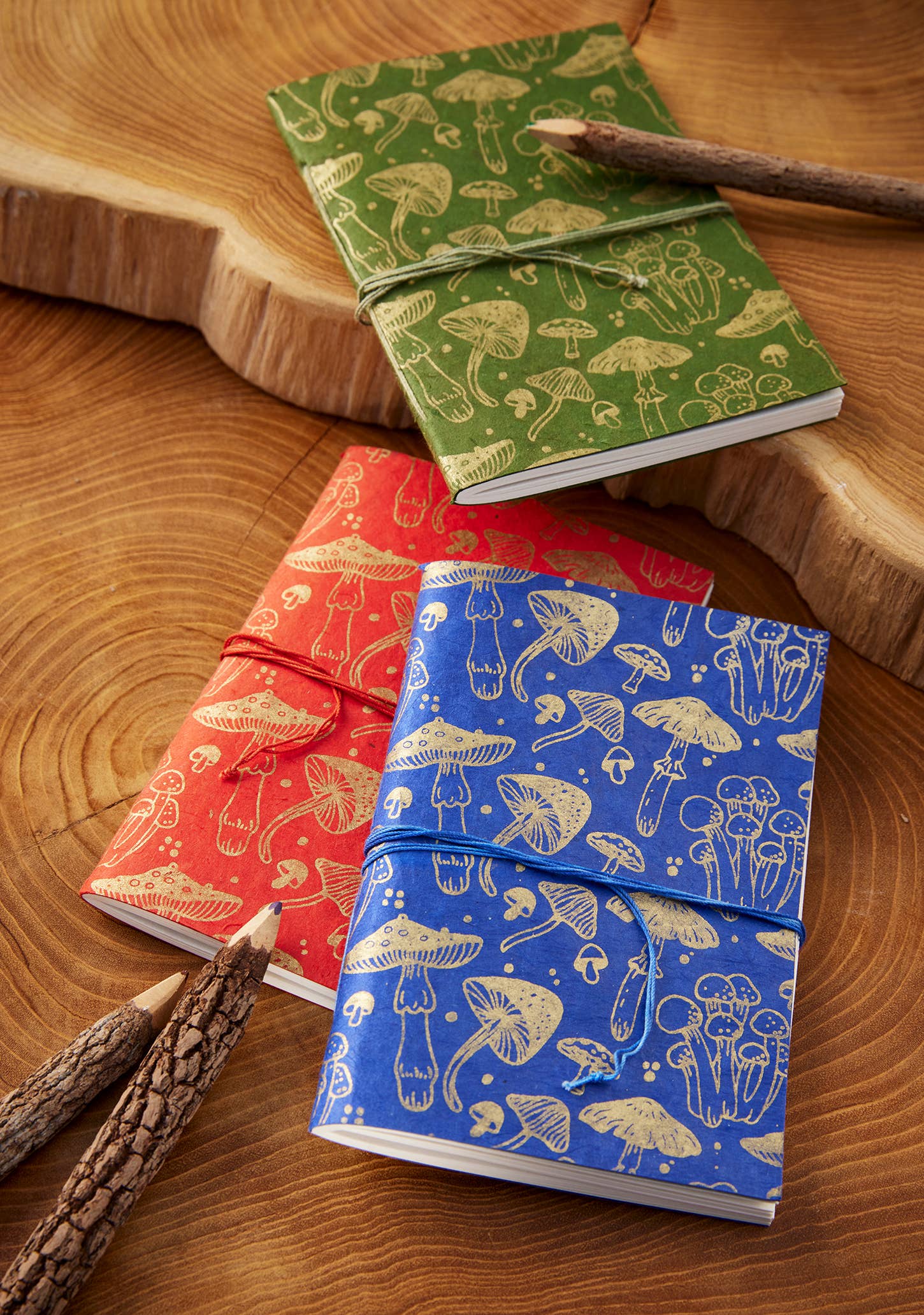 Mushroom Print Lokta Paper Notebook A6