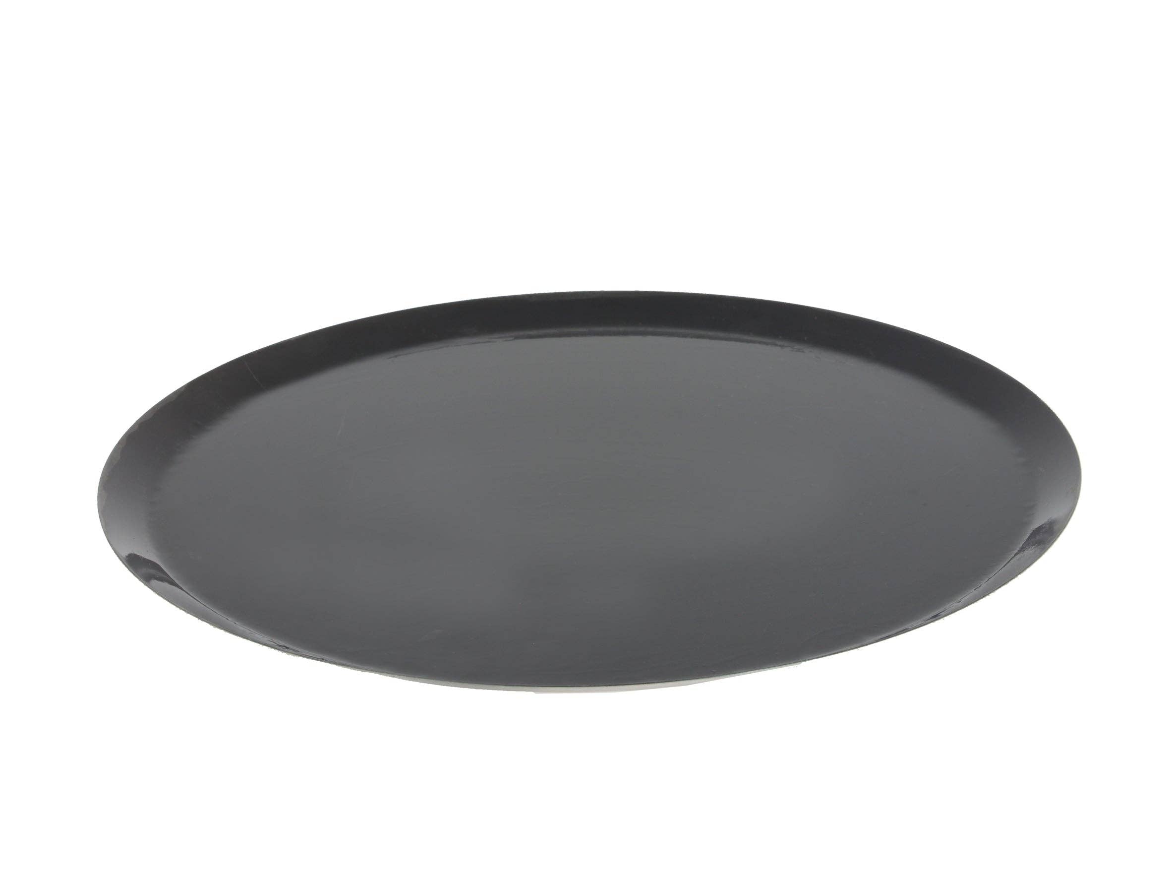 Black round tray on a white background