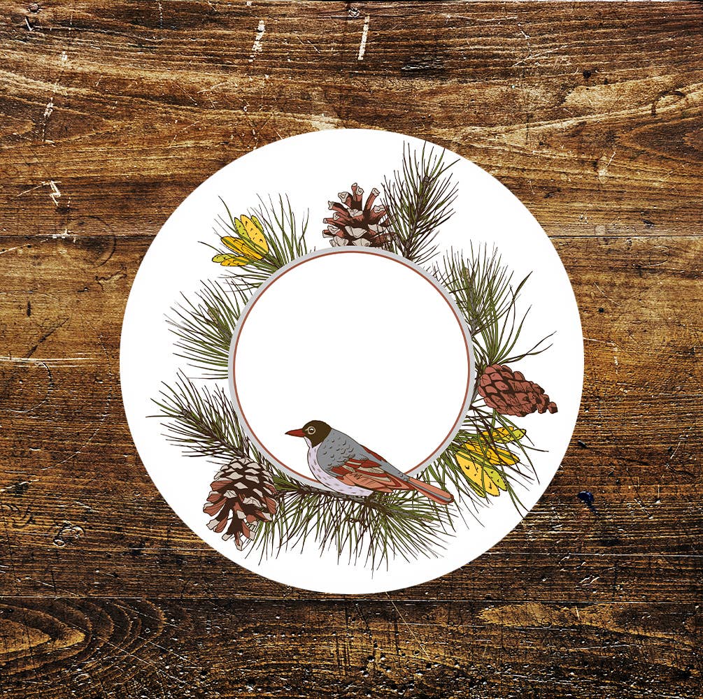 Christmas Thanksgiving Wreath Holidays  Circle Metal Sign : 3x3inch