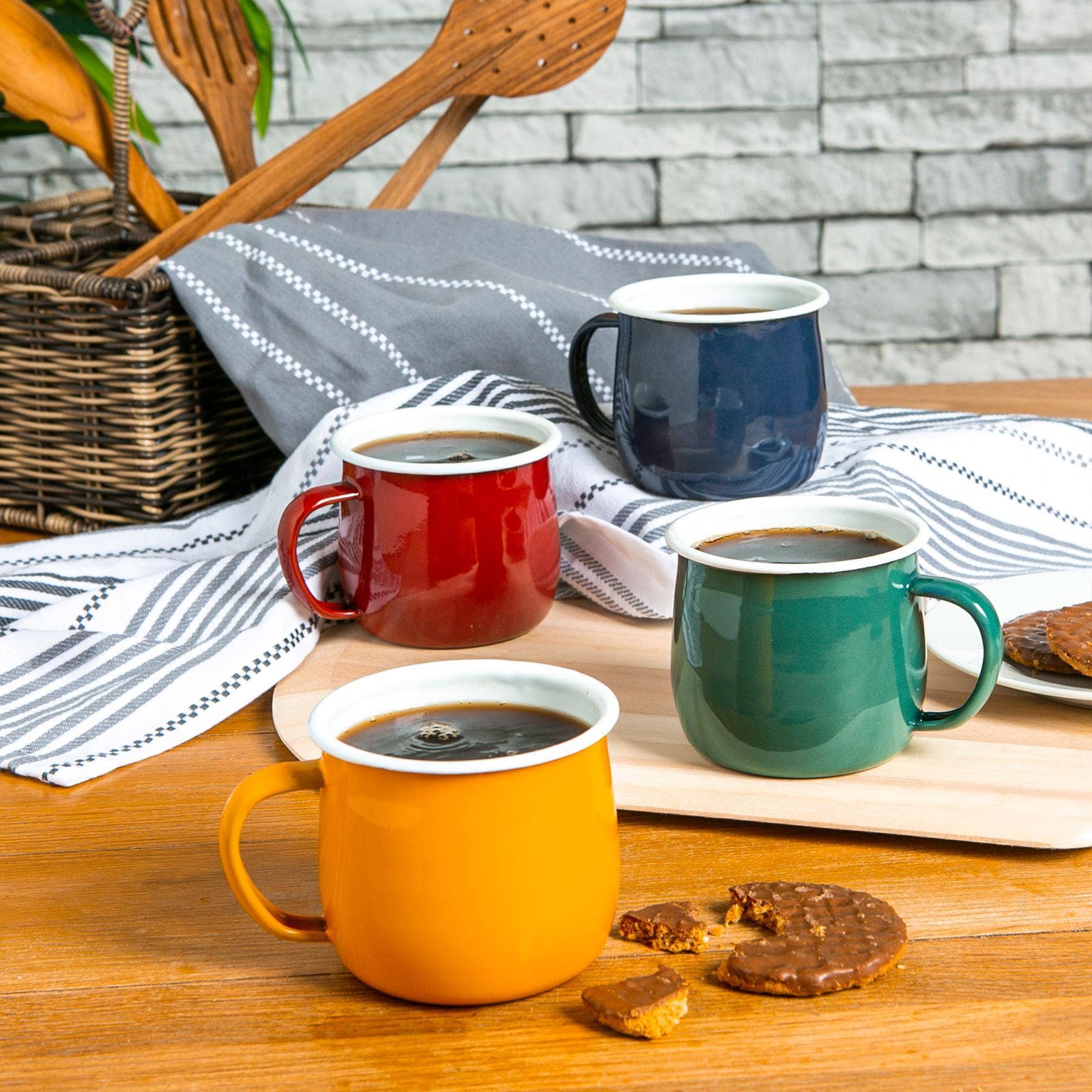 Argon Tableware Coloured Enamel Belly Mug - 375ml - Red