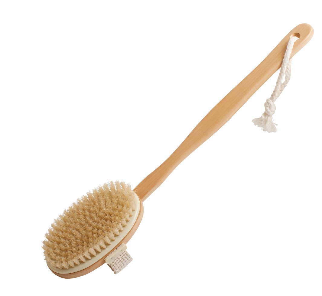 Body brush with handle, wood massage birthday women