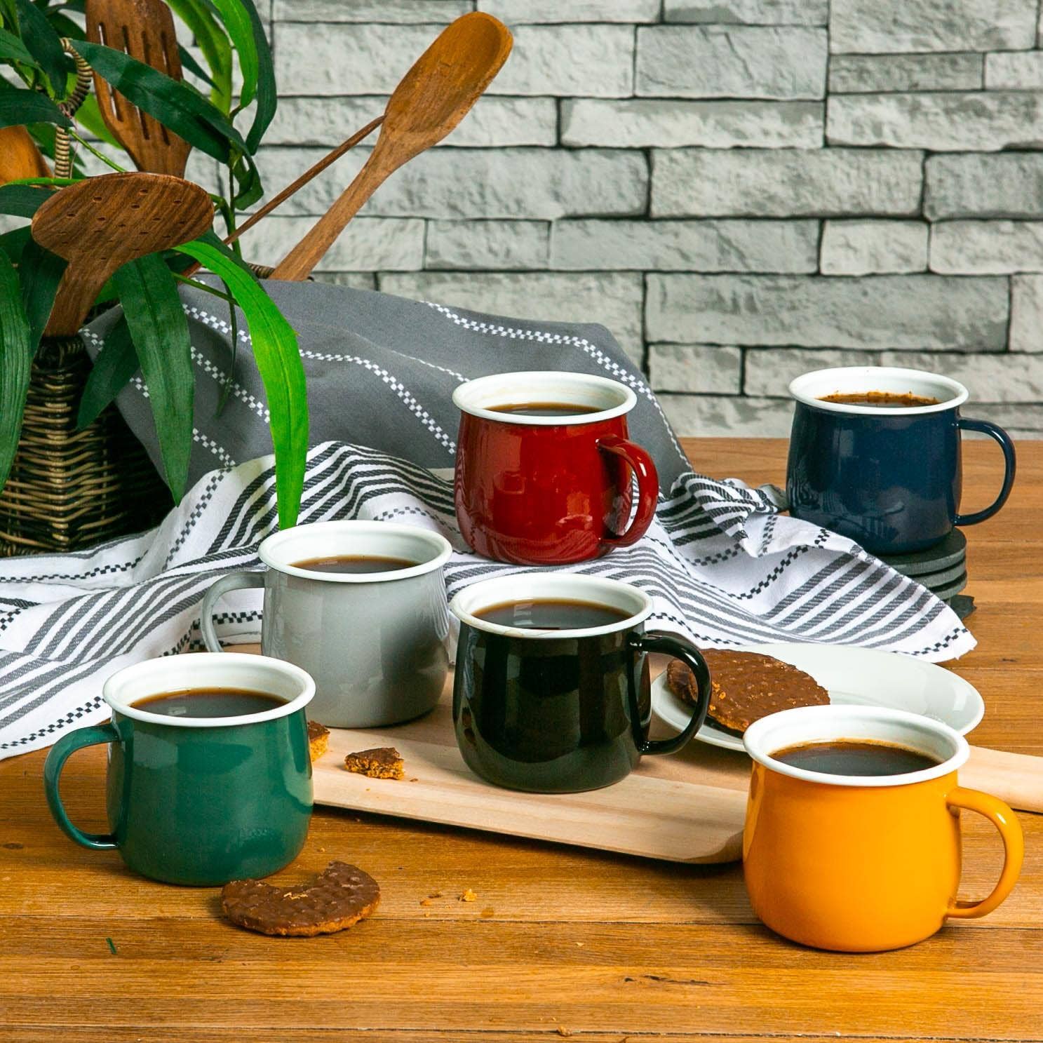 Argon Tableware Coloured Enamel Belly Mug - 375ml - Red
