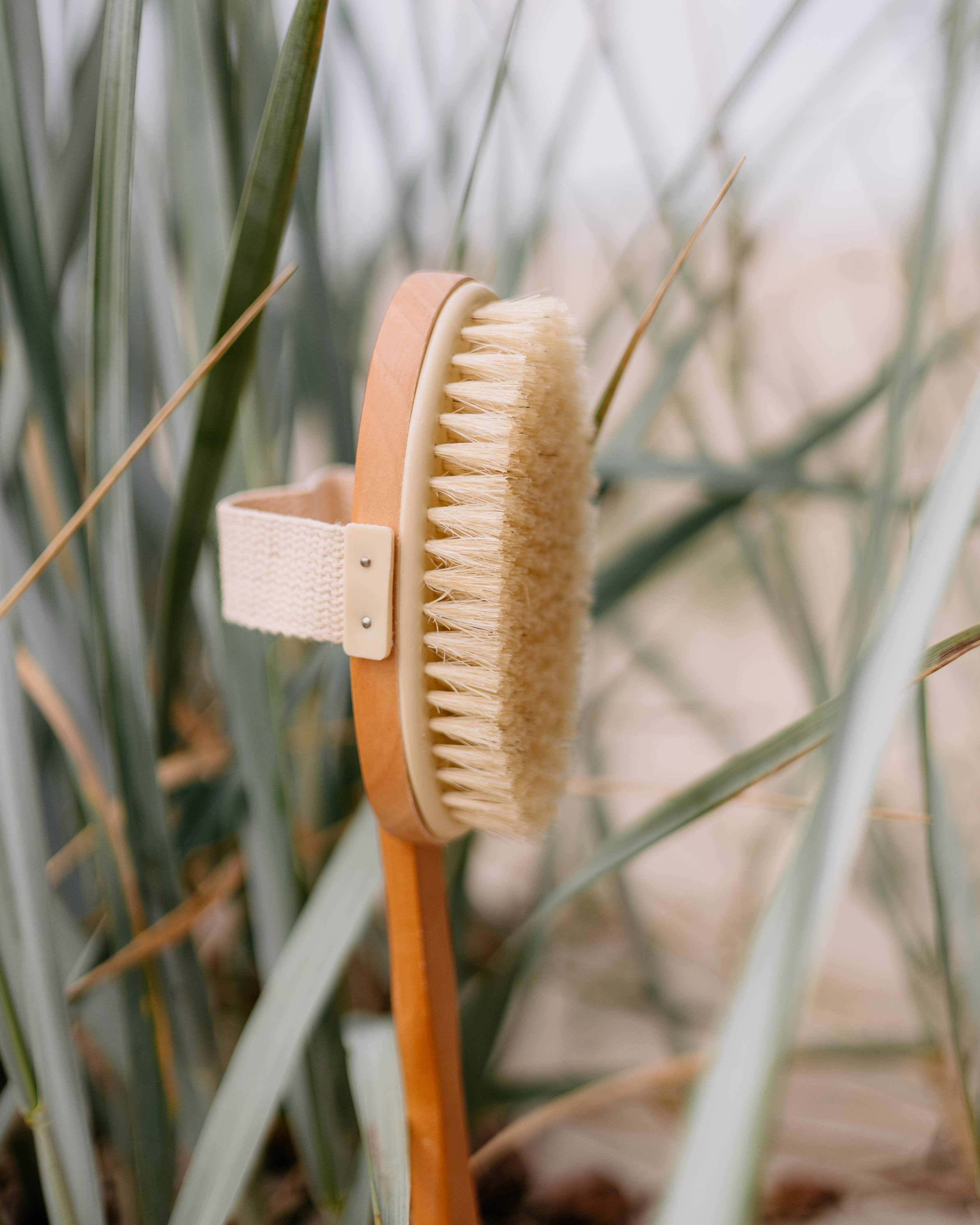Body brush with handle, wood massage birthday women