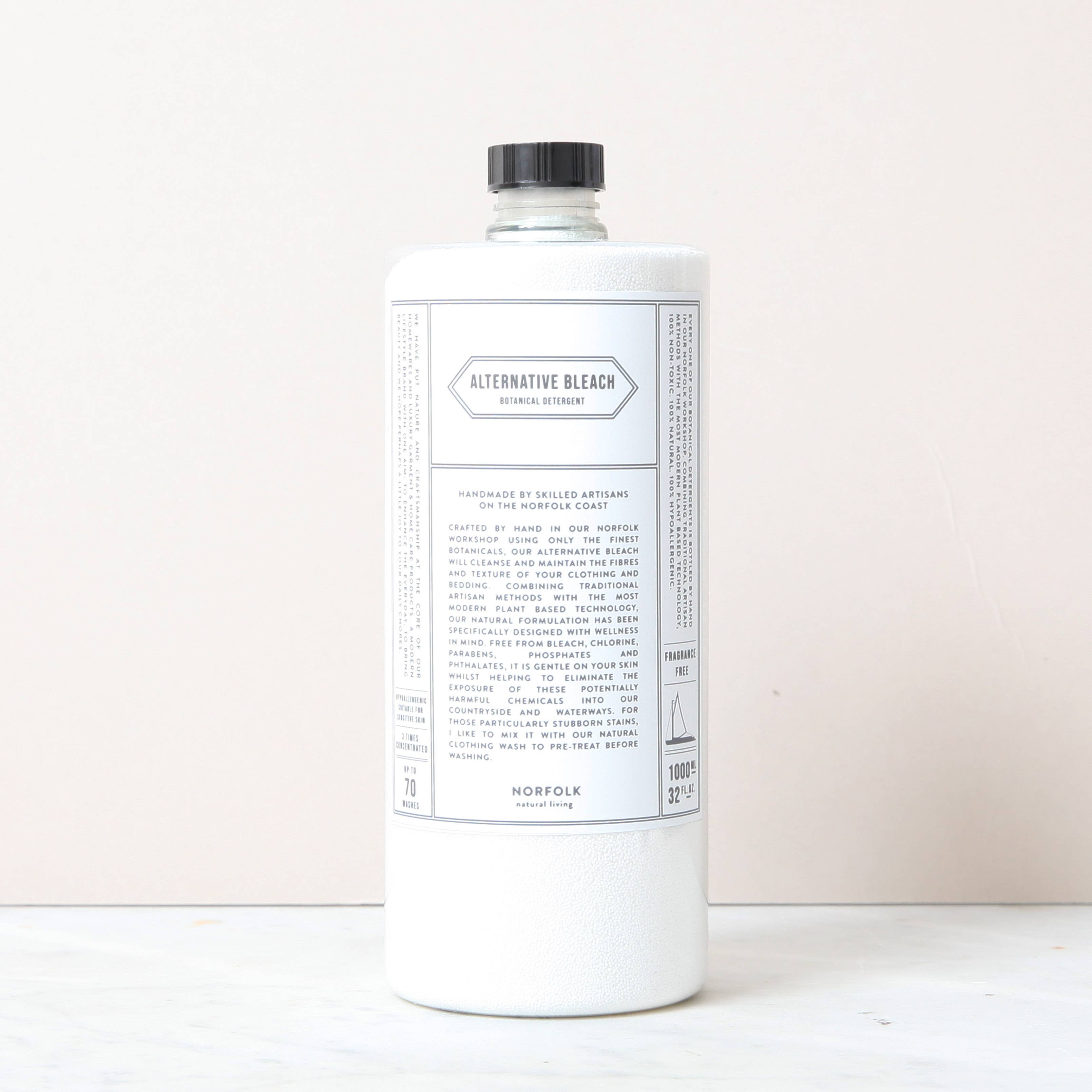 Bottle of 'Alternative Bleach' on a white background