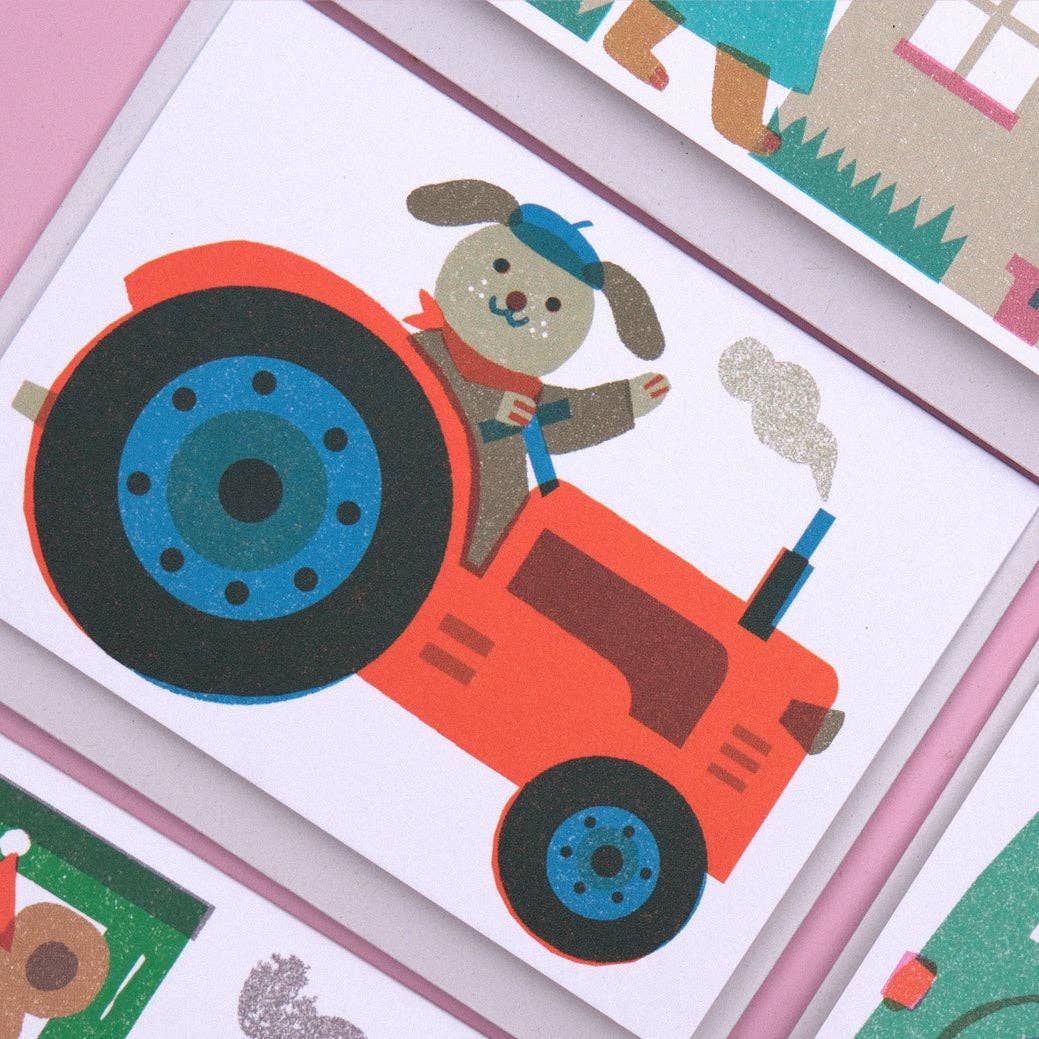 Tractor Mini Greetings Card
