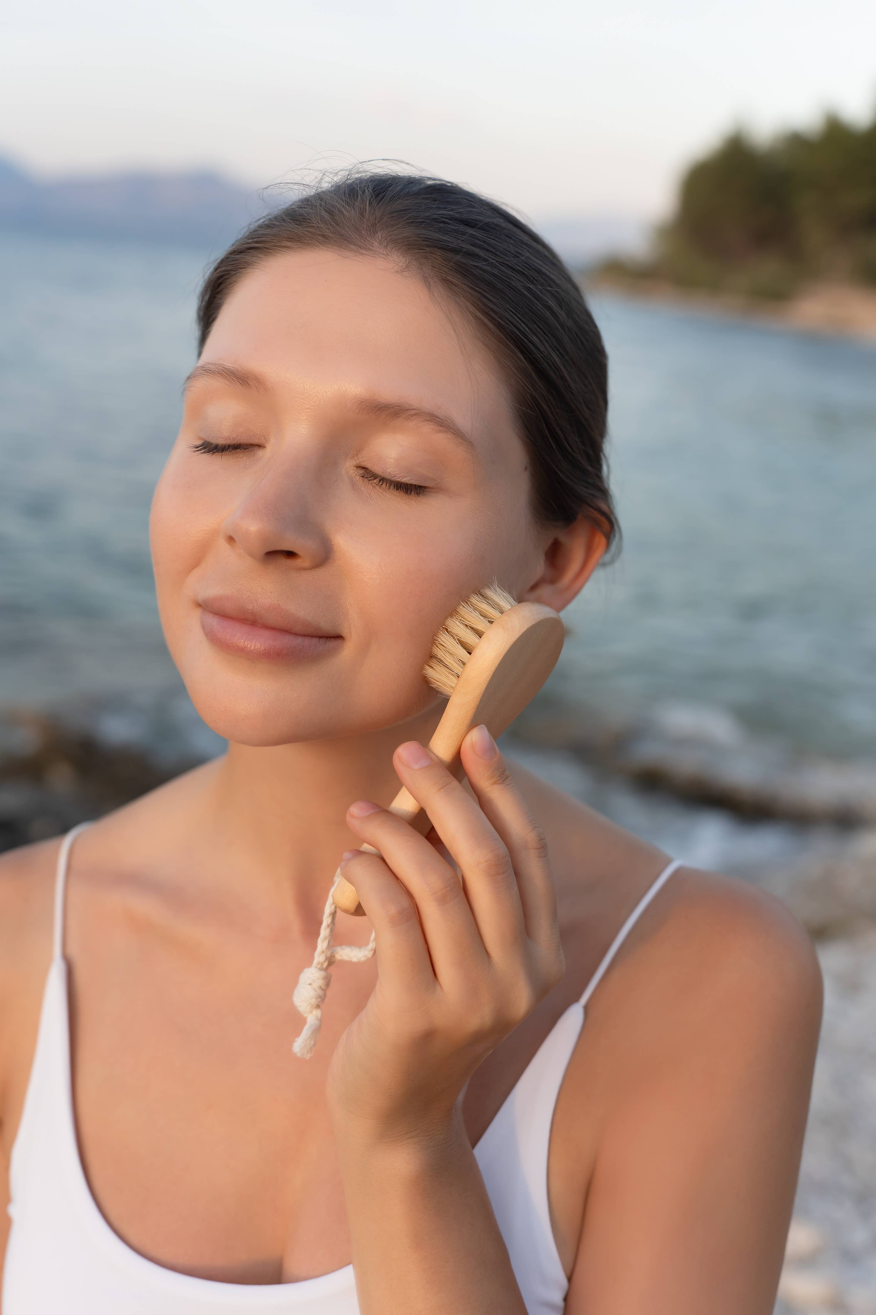 Wooden facial brush for spa eco nature