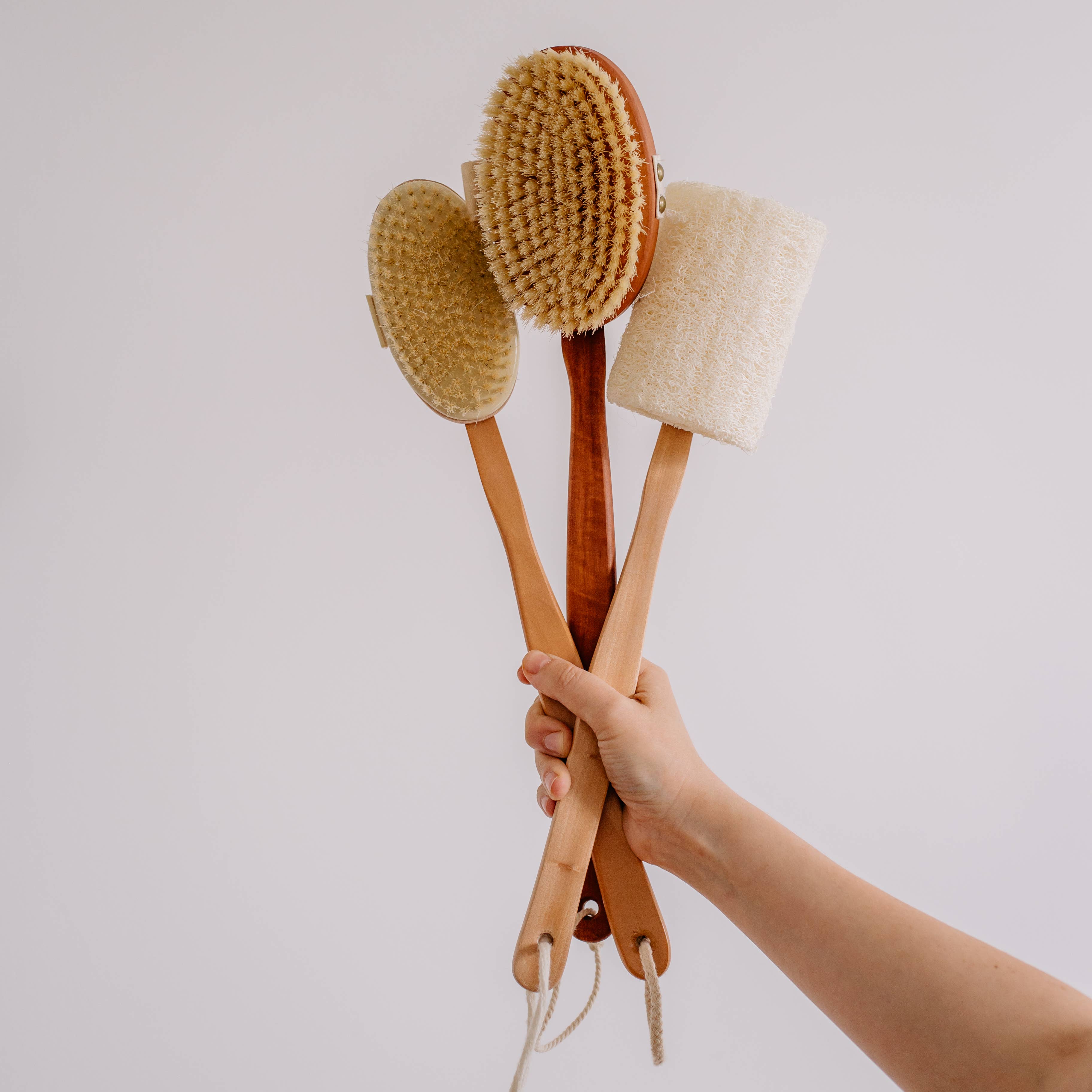 Body brush with handle, wood massage birthday women
