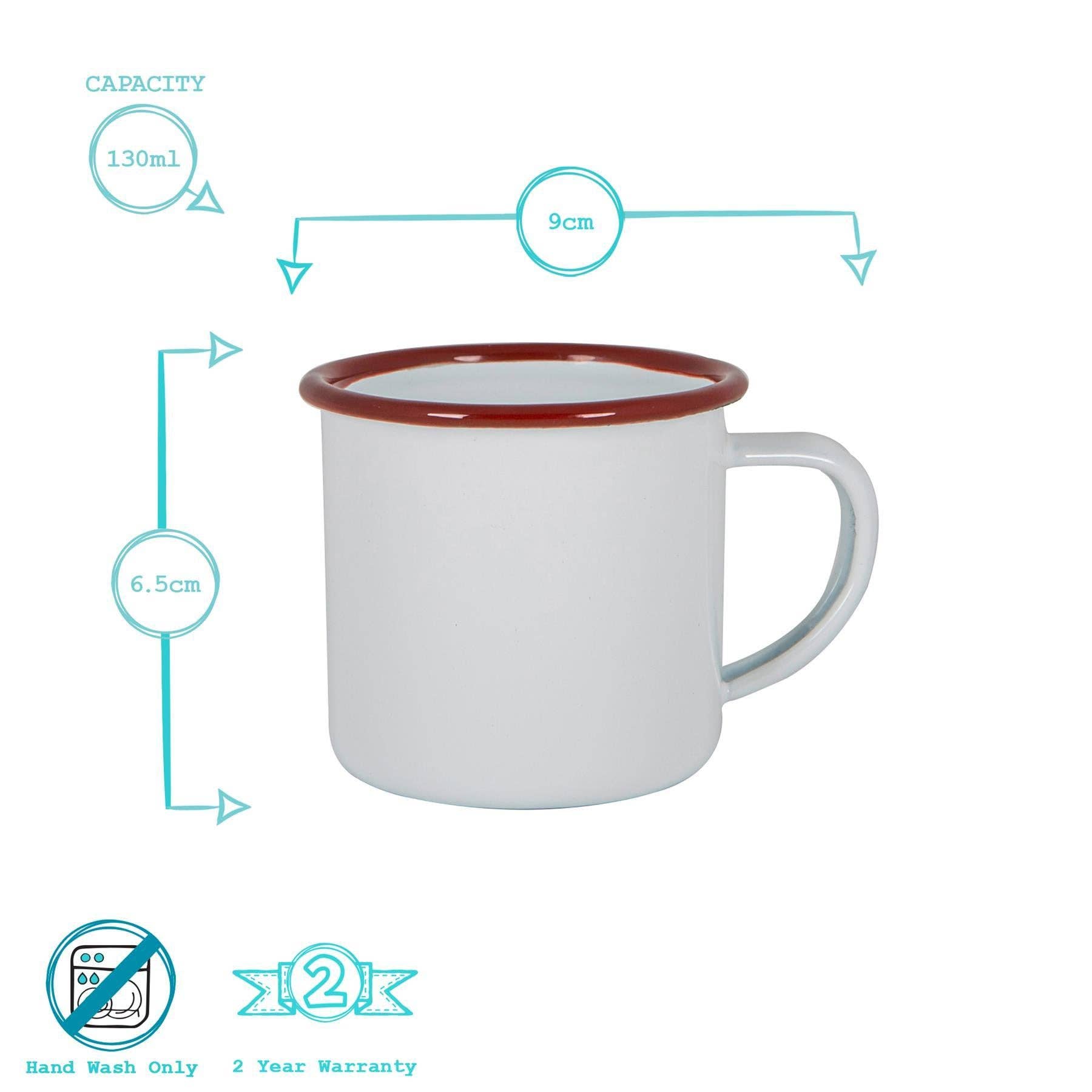 Argon Tableware White Enamel Espresso Cup - 130ml - Red
