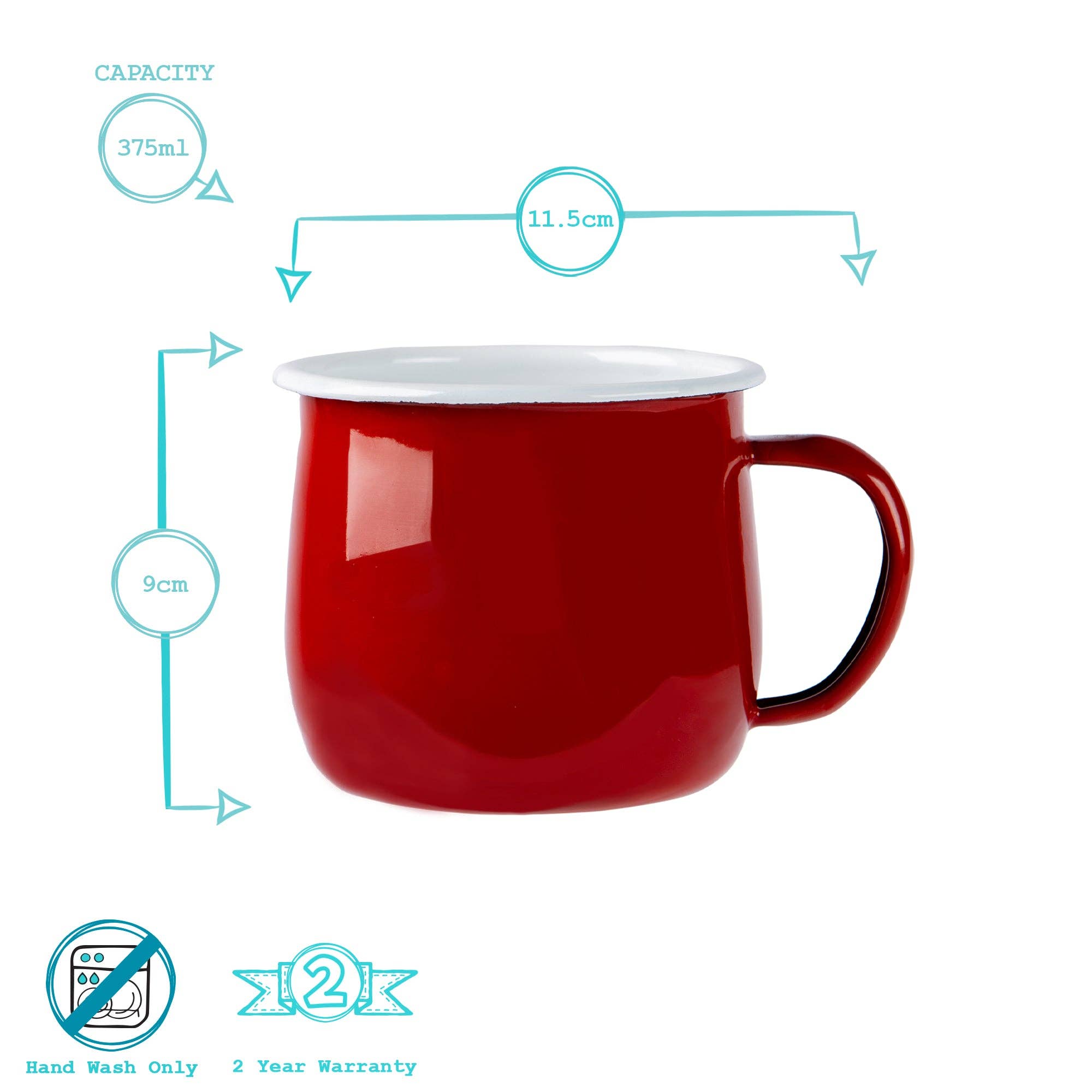 Argon Tableware Coloured Enamel Belly Mug - 375ml - Red