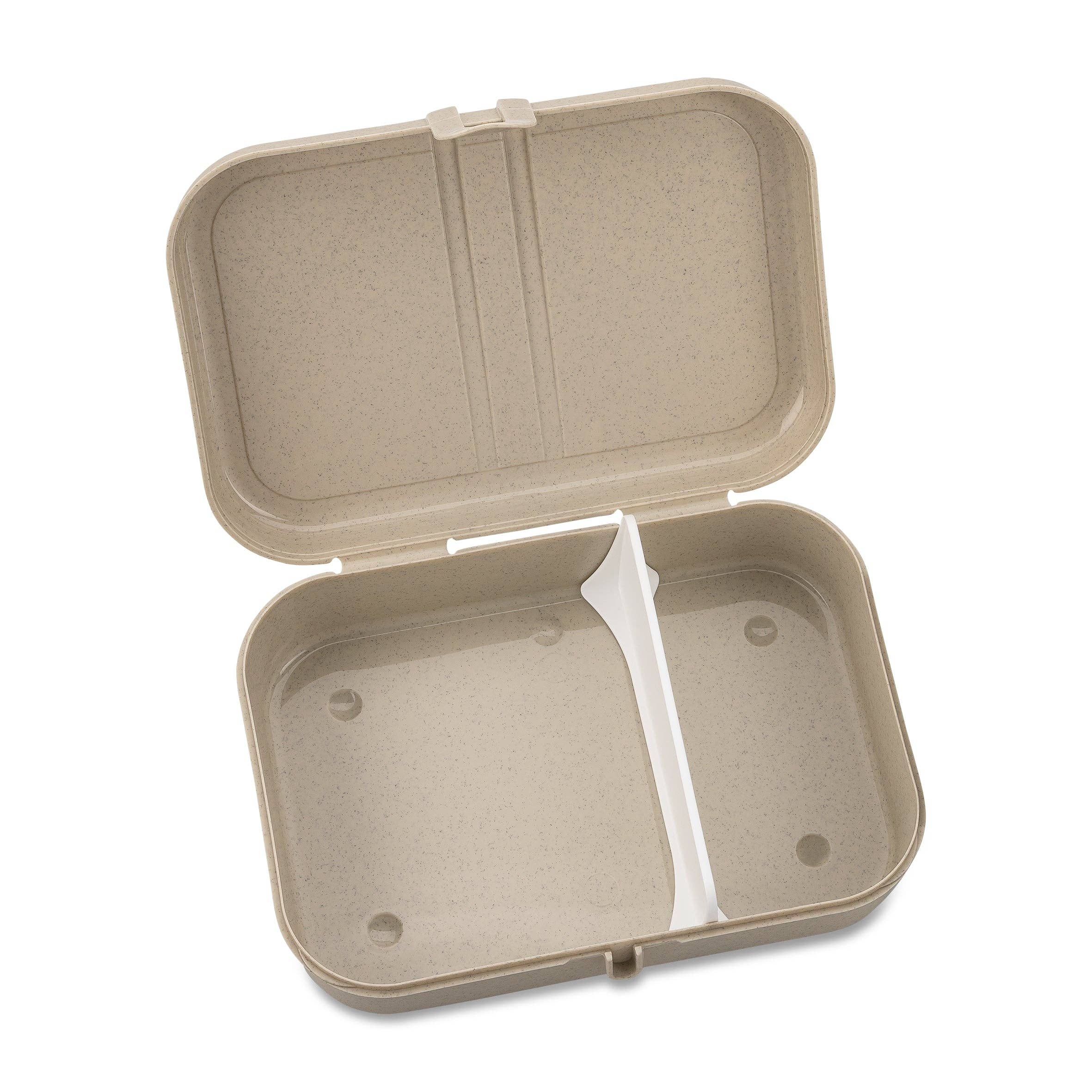 Beige biodegradable container with a lid