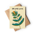 Get well soon folk floral card: Biodegradable cello bag