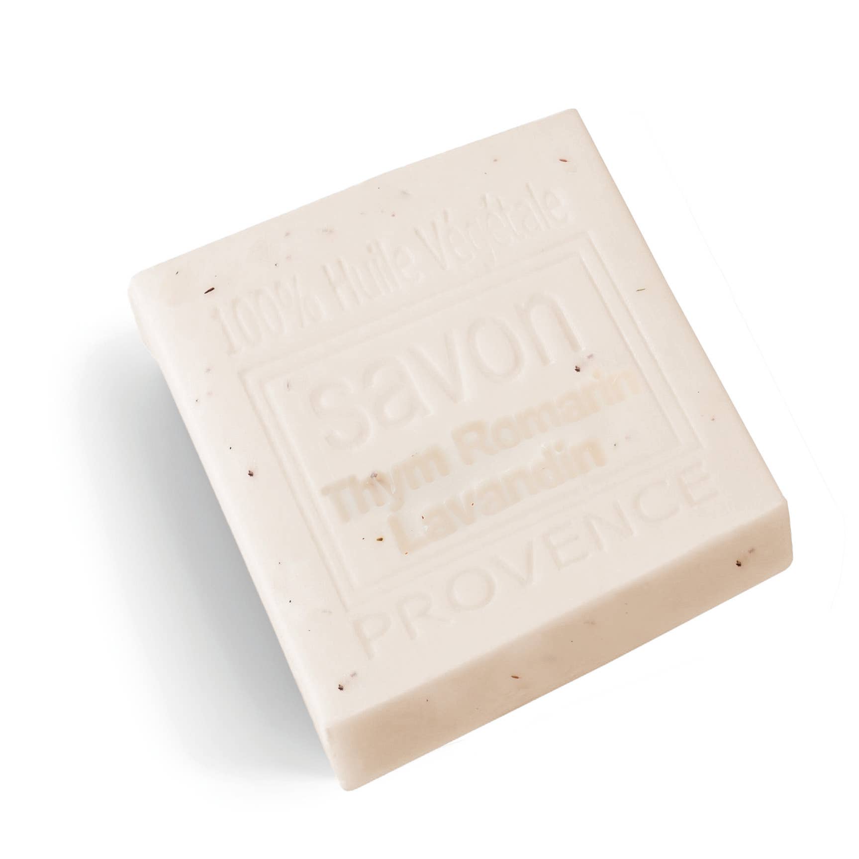 Square bar of soap on a white background