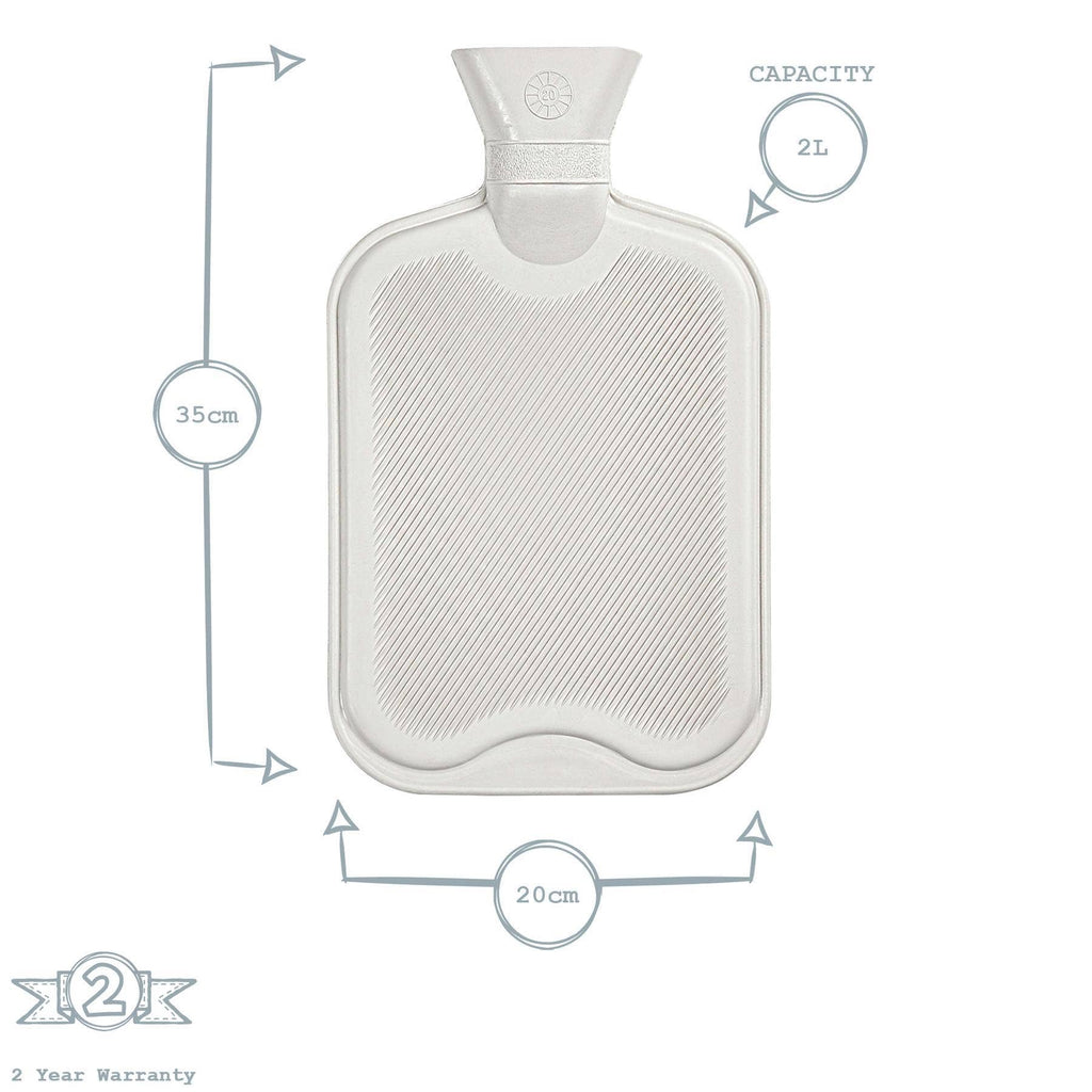 Harbour Housewares Hot Water Bottle - 2 Litres - Cream