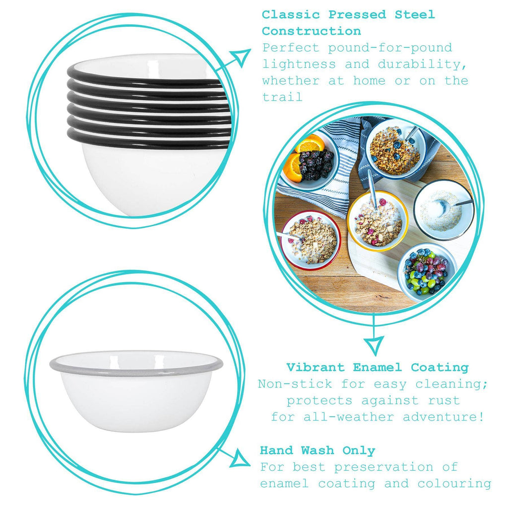 White Enamel Bowl - 16cm - Red