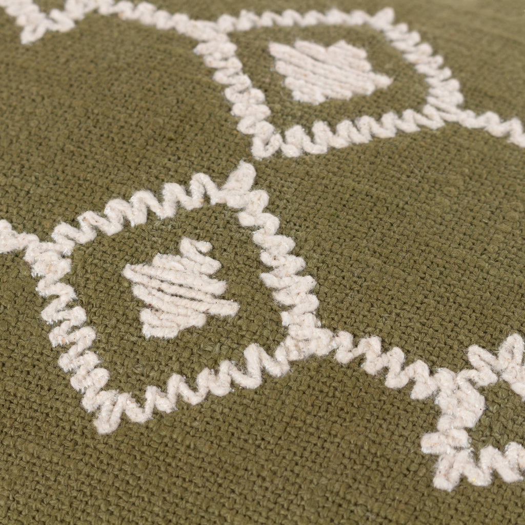 close up of geopmetric embroidery 