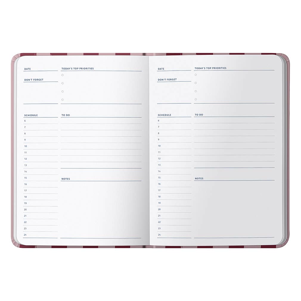 Undated Planner Diary, Daily Schedules & Notes, Stripe Cover