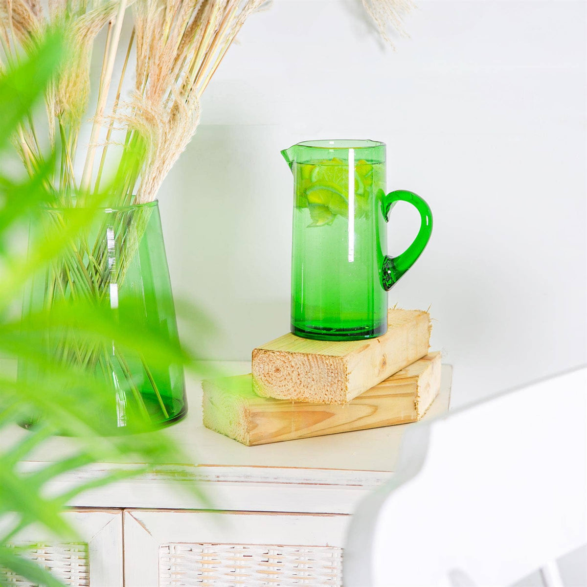 1L Jebel Recycled Glass Water Jug - Green - All Good Things
