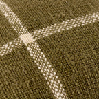 close up of moss green check cushion