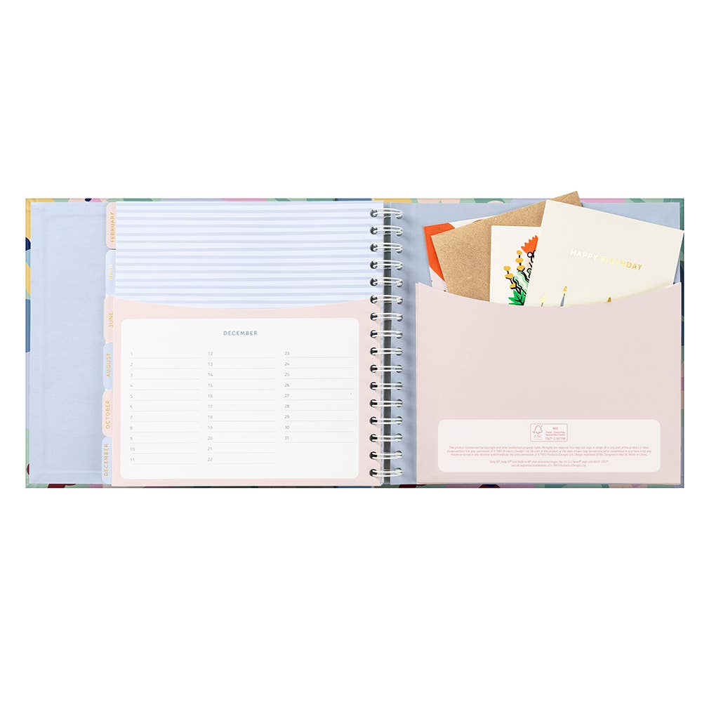 Birthday Card Book - Floral - Storage Pocket & Reminders