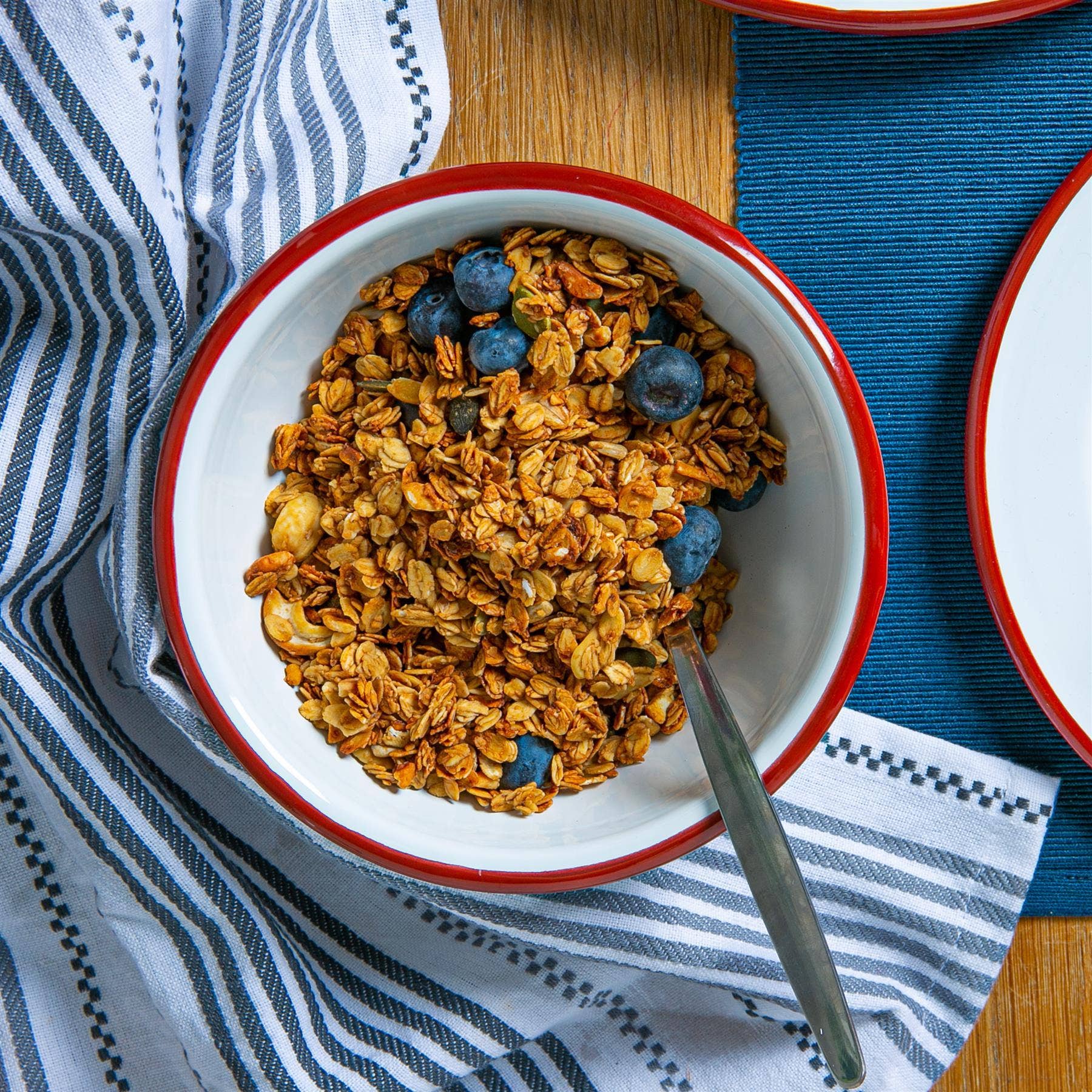 White Enamel Bowl - 16cm - Red