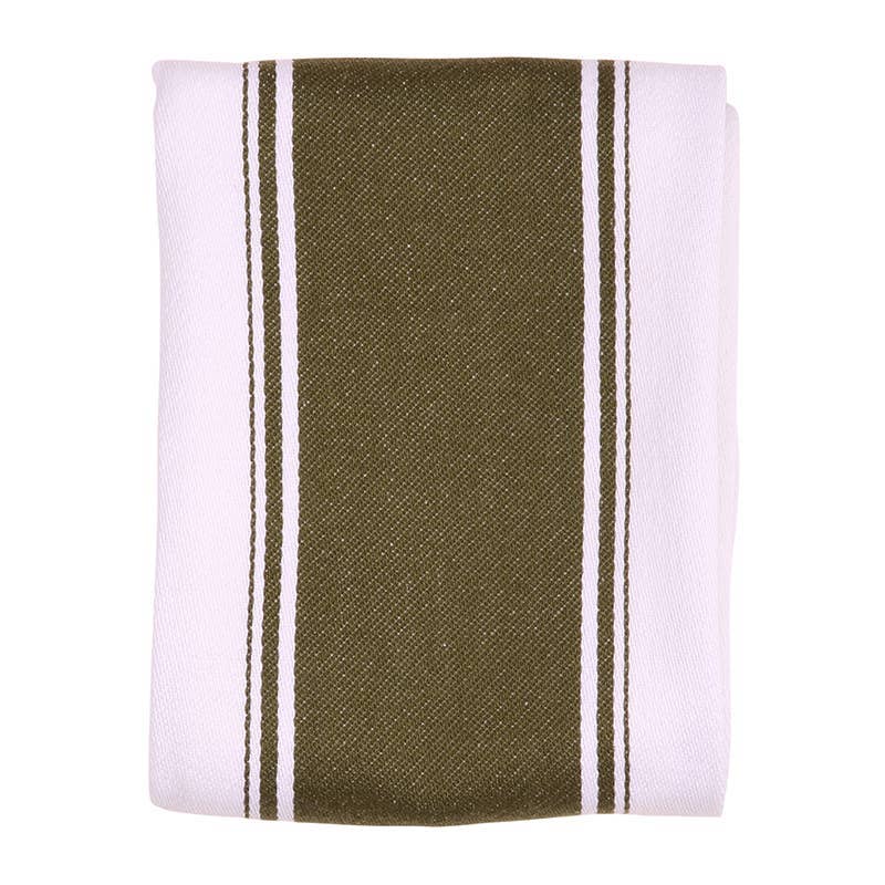 Love Colour Striped Tea Towel, Olive Green