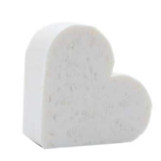 White marble heart-shaped object on a white background