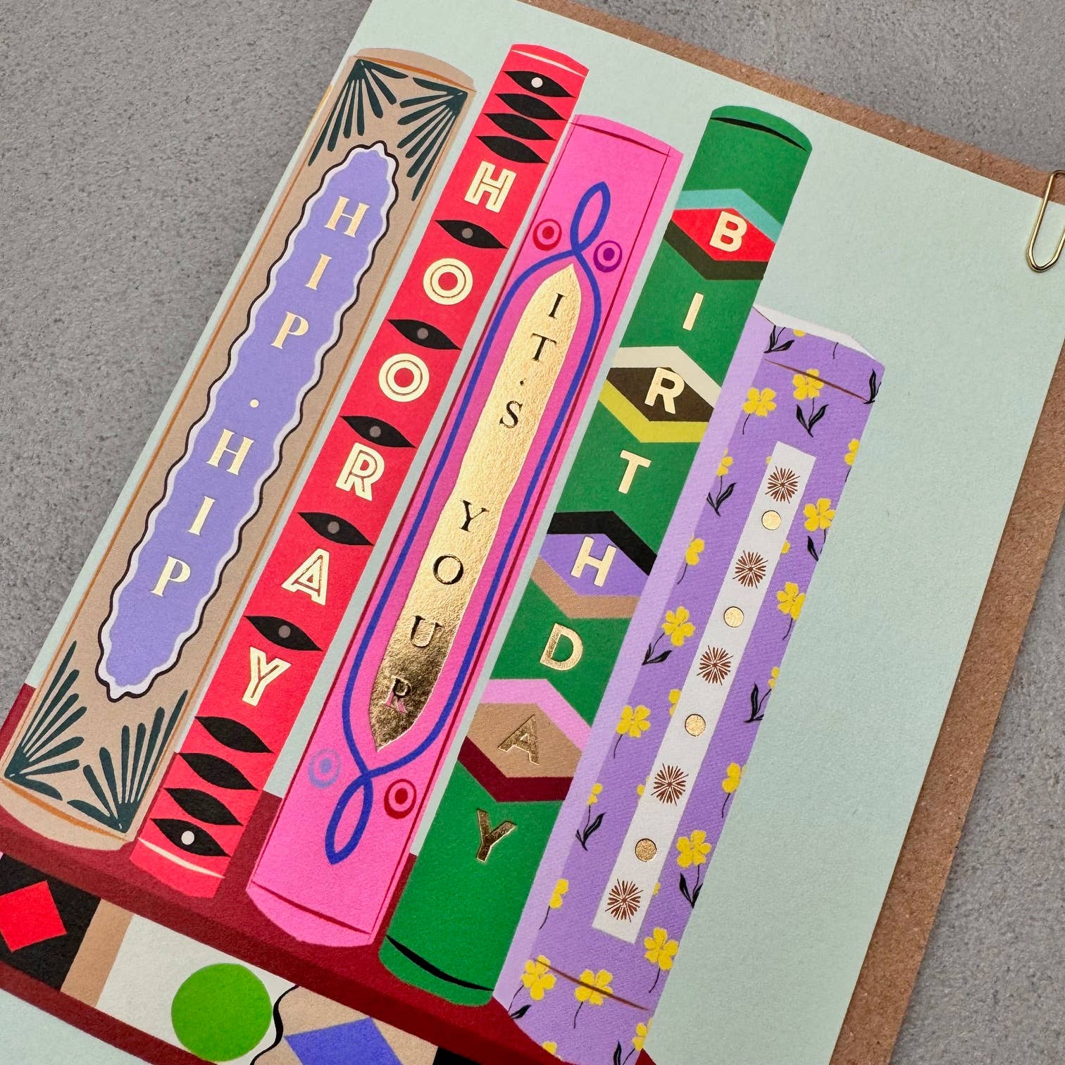 Decorative Book Library Foiled Birthday Greeting Card