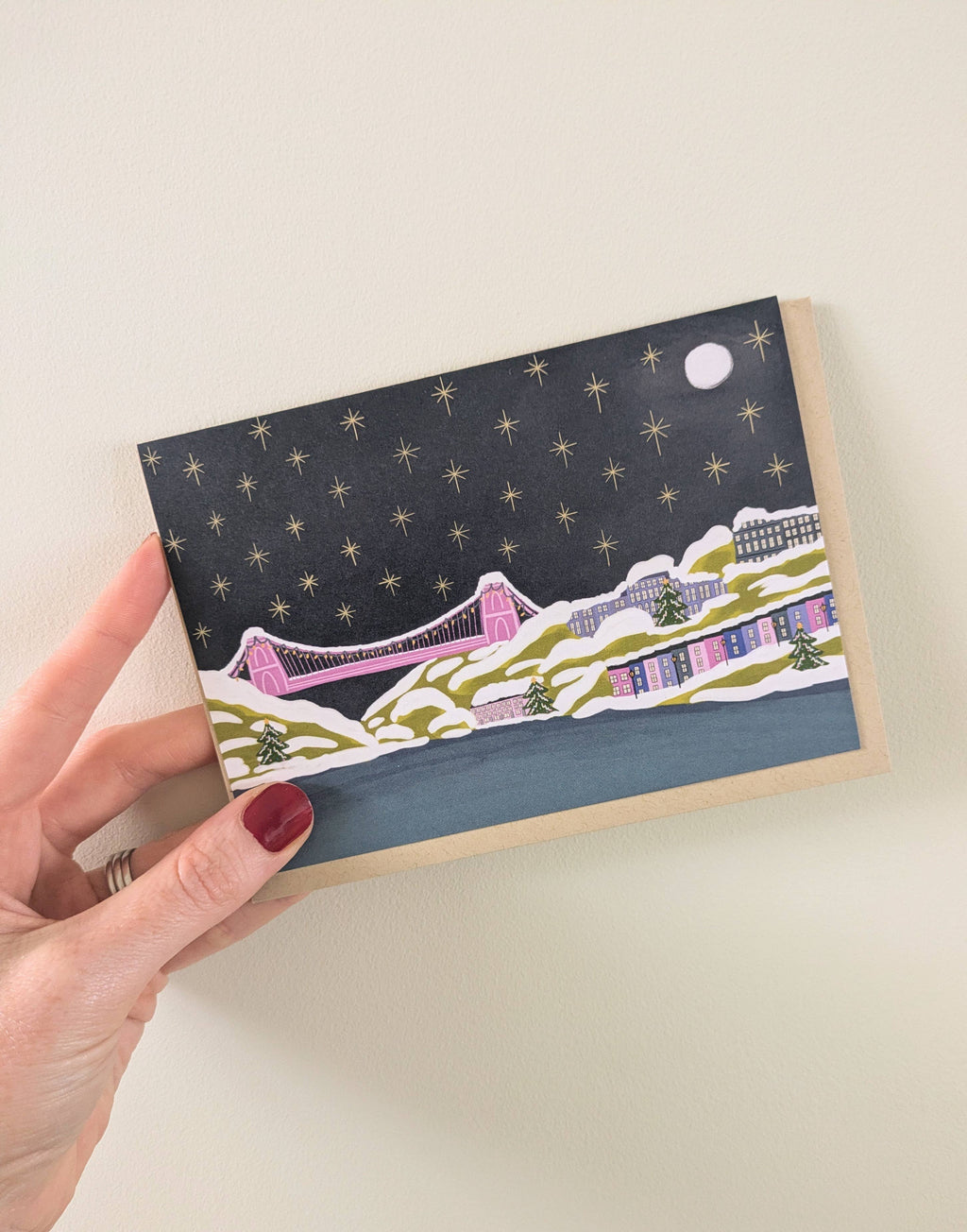 Bristol Clifton Suspension Bridge Christmas card: Biodegradable cello bag