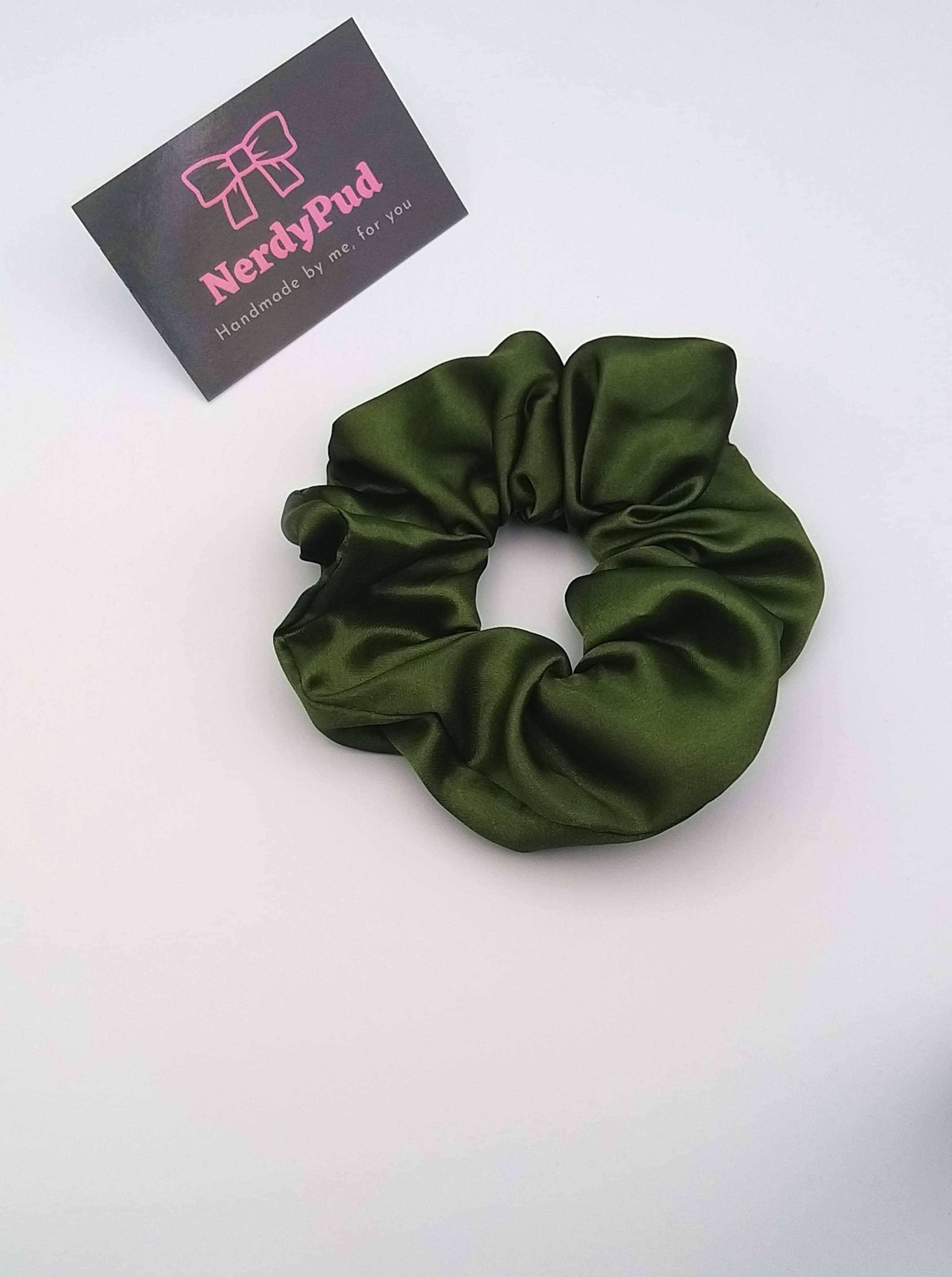 Olive Satin Scrunchie
