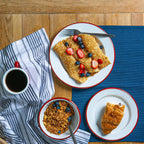 White Enamel Bowl - 16cm - Red