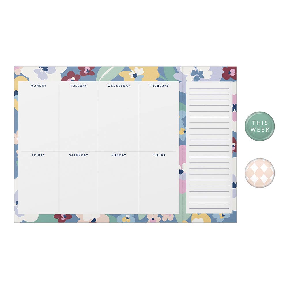 Weekly Planner Pad, Week To View, Organiser, Floral Design