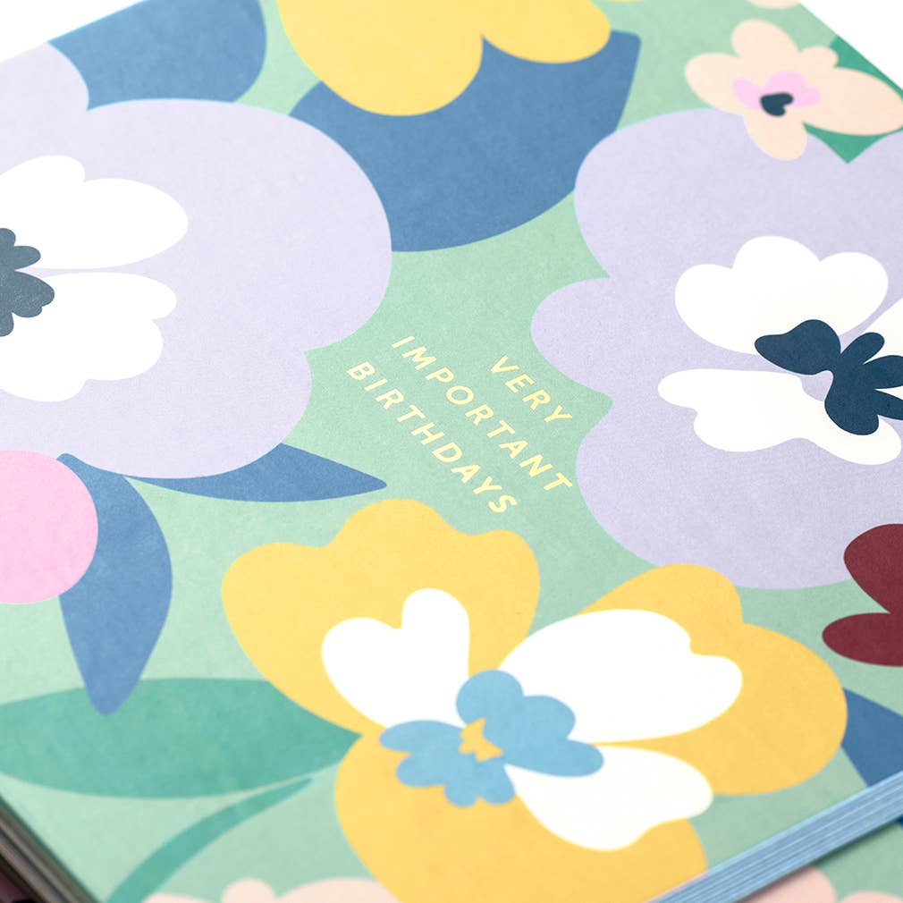Birthday Card Book - Floral - Storage Pocket & Reminders