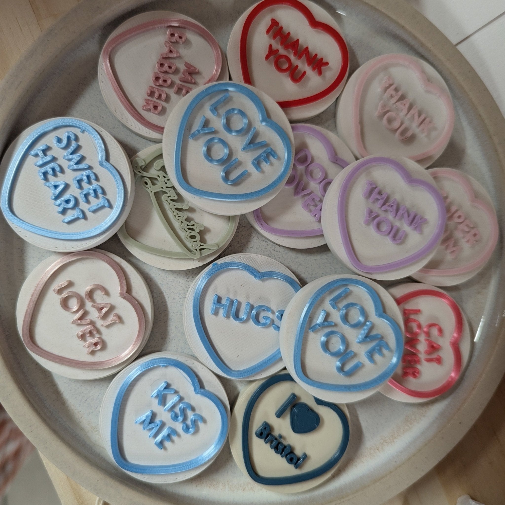 3D Printed Love Hearts Magnet - All Good Things