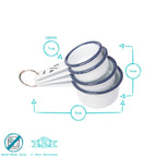 4pc White & Green Enamel Measuring Cups Set