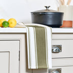 Love Colour Striped Tea Towel, Olive Green