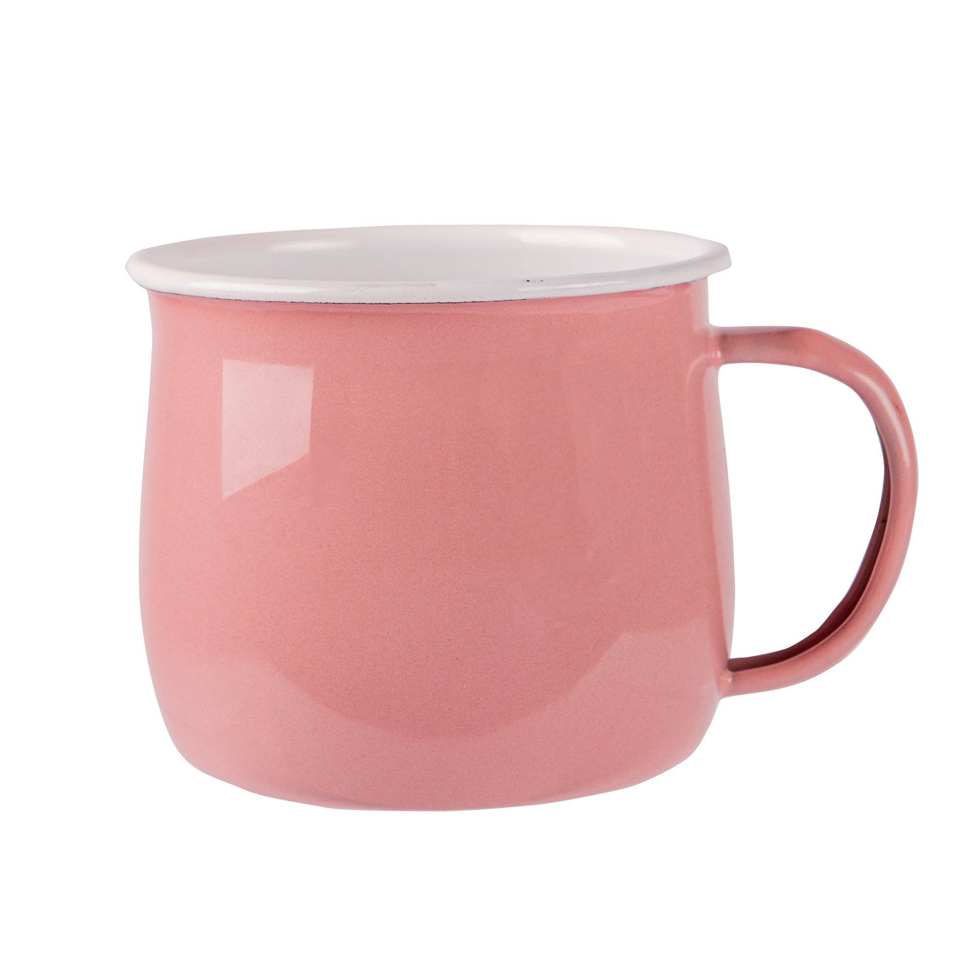 Pink mug with a white interior on a white background